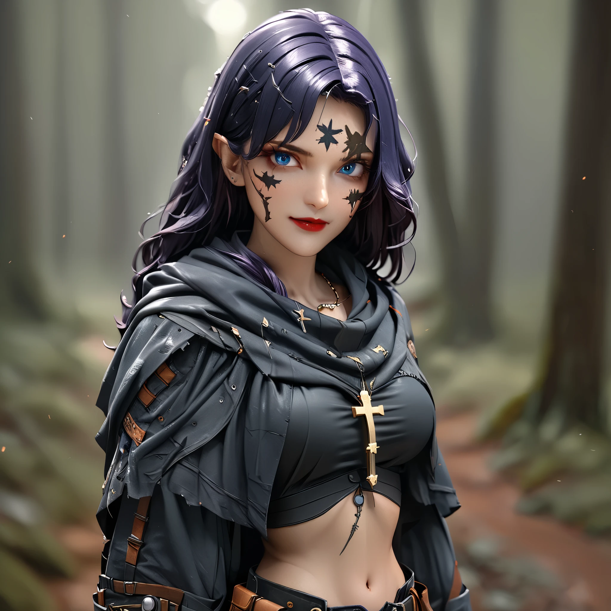 Sunset, daylight, body, A beautiful girl, herowith rogue leather armor, warcraf carying weapons dagger glowing ligth, blue hair, unity, runing in 3Dportraitstylized, made in blender, unreal 5, cgi, sss, red hair, cartoon dysney, golden hour::1,, supersunrise, in light, peaches, beautiful, kpop, temple ruin