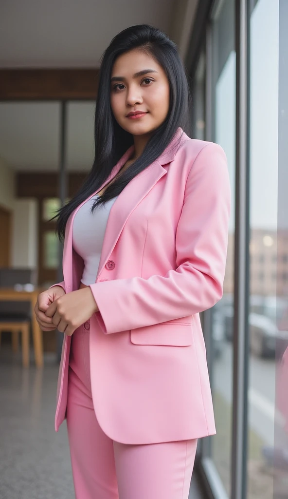 Young beautiful sweet Bogor city girl, 30 years old, mixed  descent from sundanese and Javanese, slim body, sweaty  nate medium long hair with a bangs, nubian nose, georgeus sweet face, wearing office shoes, wearing office long sleeve unbuttoned blazer, wearing knee long folded up skirt, wearing Lace soft cup bra under her blazer, no panty, sassy office girl, crawling down very sensual and open  very  wide legs as someone  licking her opened wet vagina on tsble at  her boss's back yard in the fresh sunny morning, enjoying having orgasm redish face,  enjoying unconscious half closed  orgasme eyes, laughing very happy amusedly  while  being having orgasm, sweat on all her skins and hairs, sweat flowing down on her face, very realistic, ver detail, no cartoon, normal all fingers shape, back-side view,