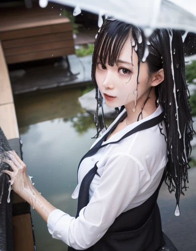 , Beauty, with cows , close up, Blushed face, Crouching, wet, Cat ears, Starry Sky, (constellation:1.3)