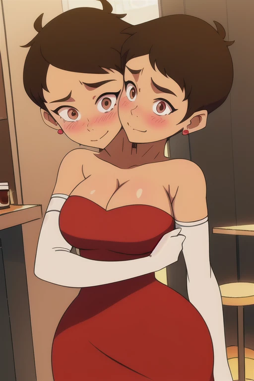 two lesbians kiss each other passionately, tits