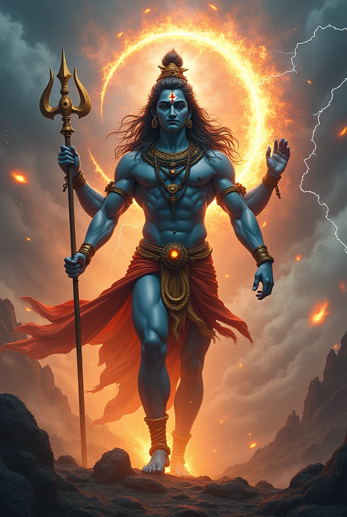 Show the shiv tandav stotram's first shloks imagery into an image