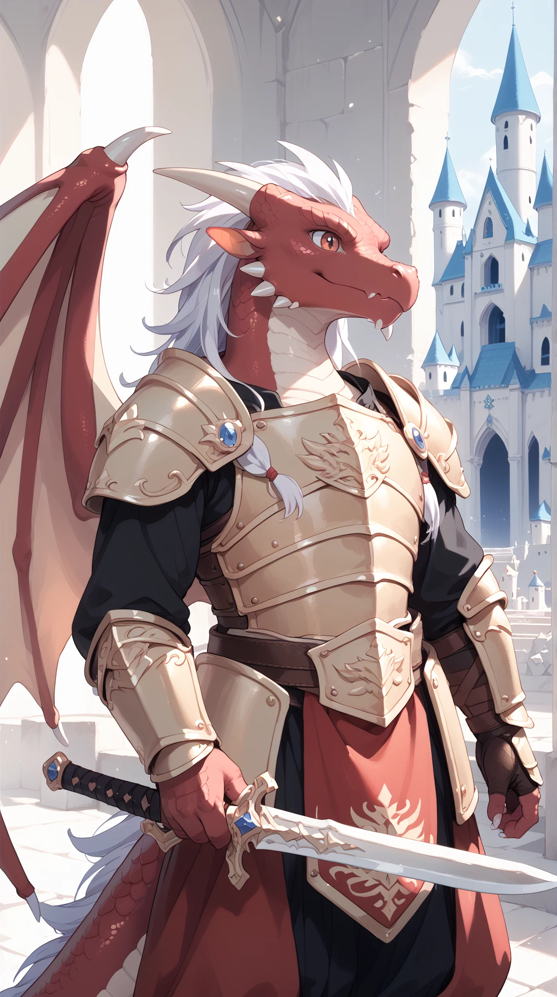 ((little warrior )),((fantasy armor)),((Endless look )),(( swarms loose with a sword in his hand)),(( in the background a castle )),dragon