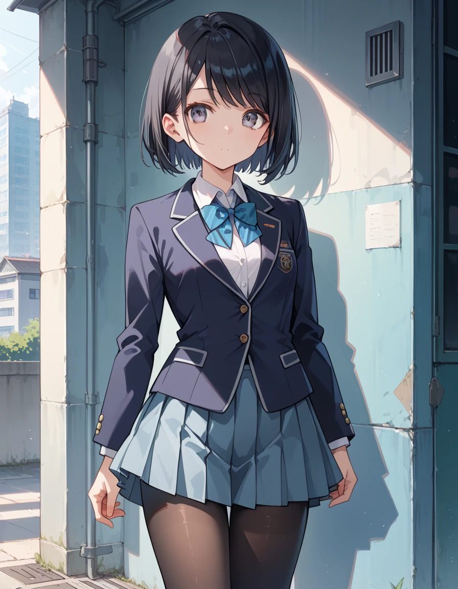absurderes:1.8, ((From the thigh up:1.5, beautiful clear eyes, from below:1.6,)), ((school uniform, blazer、skirt lift by myself:1.5, showing panties, panties emphasis:1.6, very short hair, blue hair))、(1woman), Unity 8K Wallpaper, Masterpiece, detailed hair, highly detailed, ( panties:1.4, school),, (light smile:1.4), (blush:1.3)
