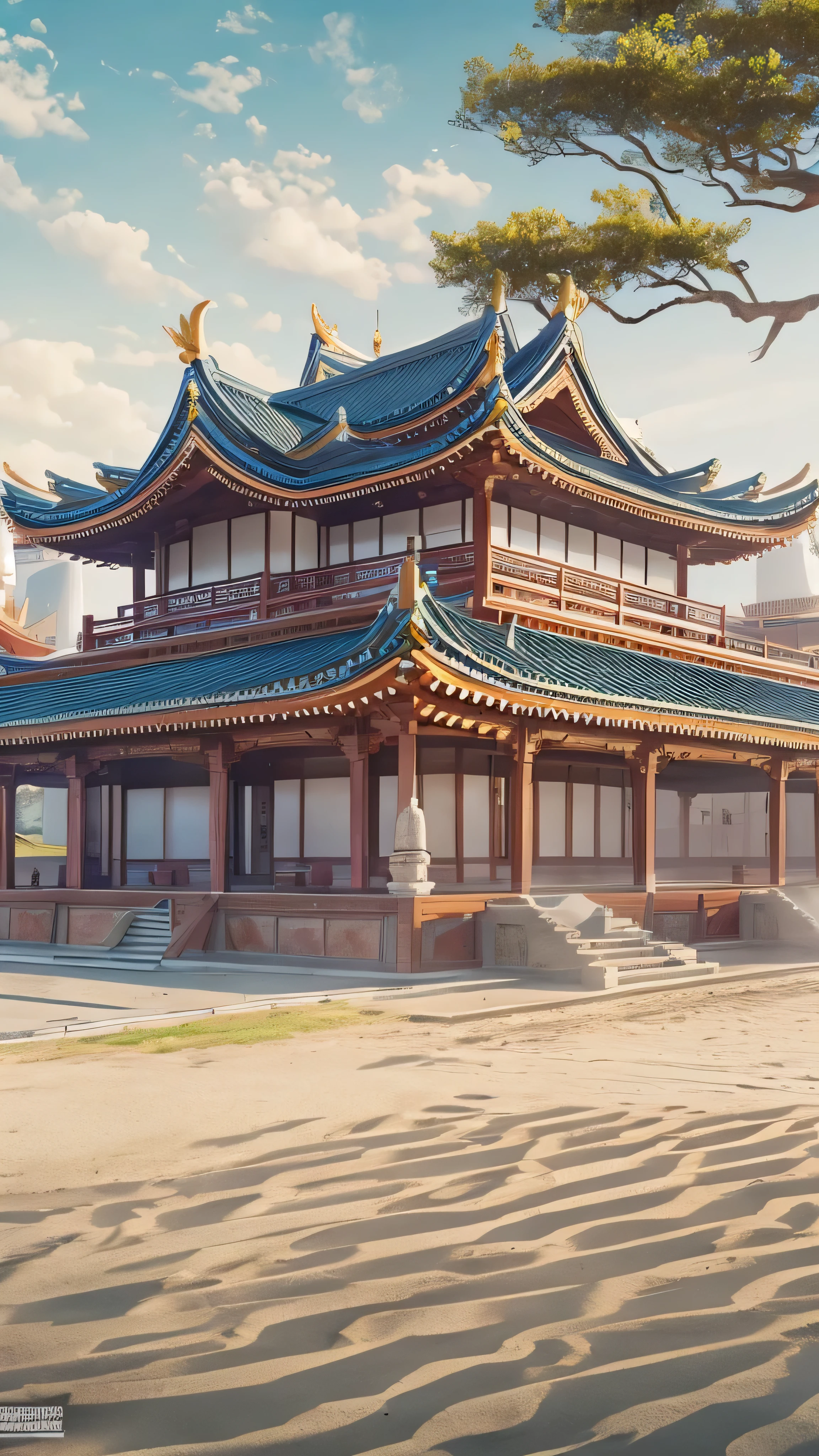 desenhe uma base militar japonesa, construction, estilo japones