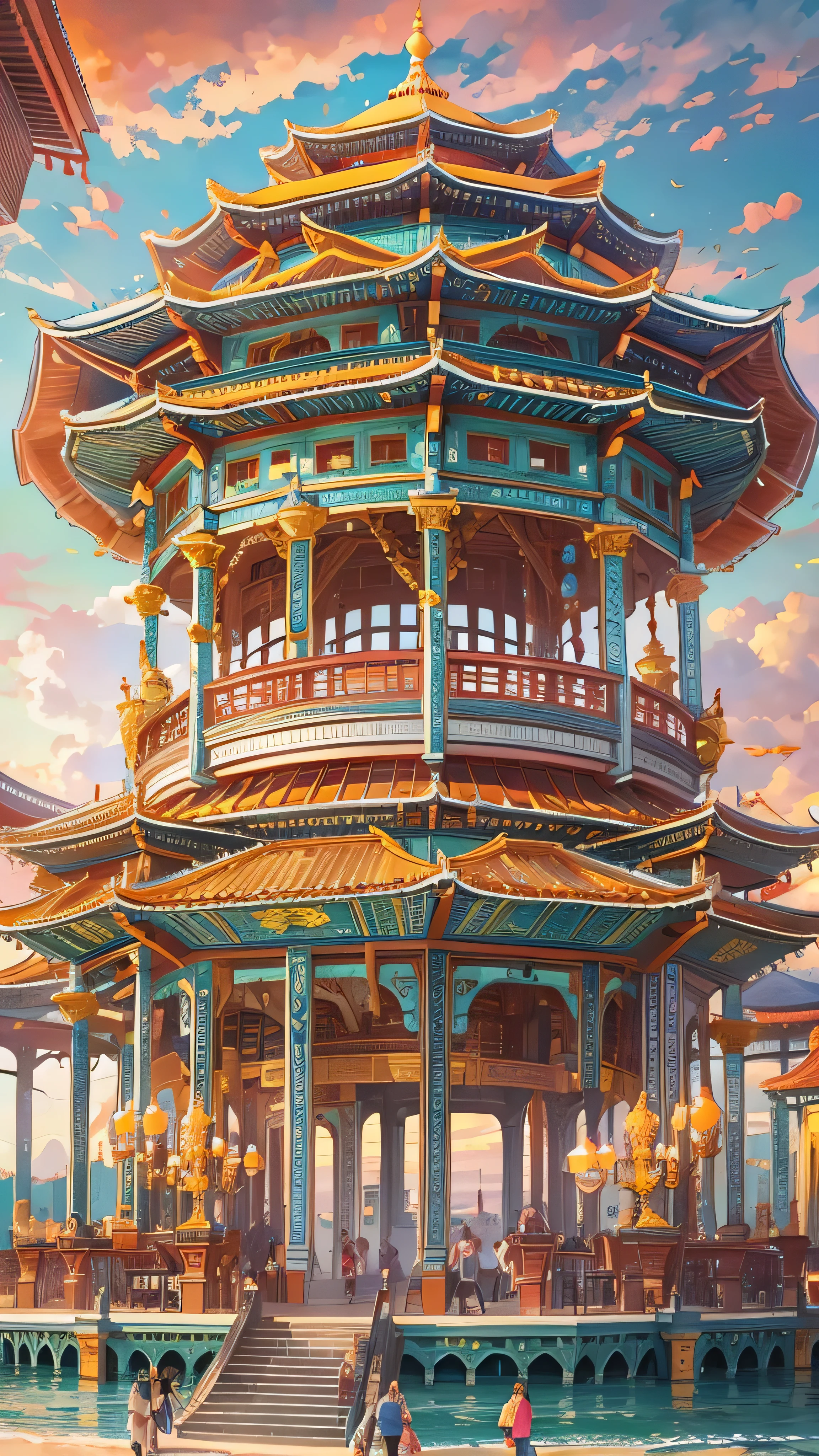  high-definition picture ,国際Expo の大きな会場、Future Buildings 、Various Pavilions , background,  COLORFUL COUNTRY PAVILIONS,  amazing on the beach, Exquisite architecture, BEAUTIFUL BUILDINGS , Expo ,  beautiful detail,  Official Art