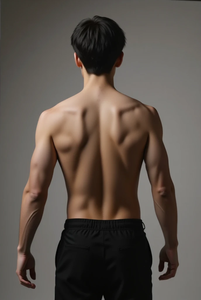 a man who has a stocky body facing backwards