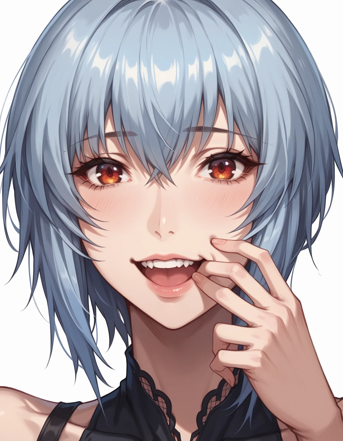 （（（ayanami_Wang，By bangs，blue hairs，looking at viewert, There is light in the eyes，laughingly，self-assured，Light and shadow interlace）））