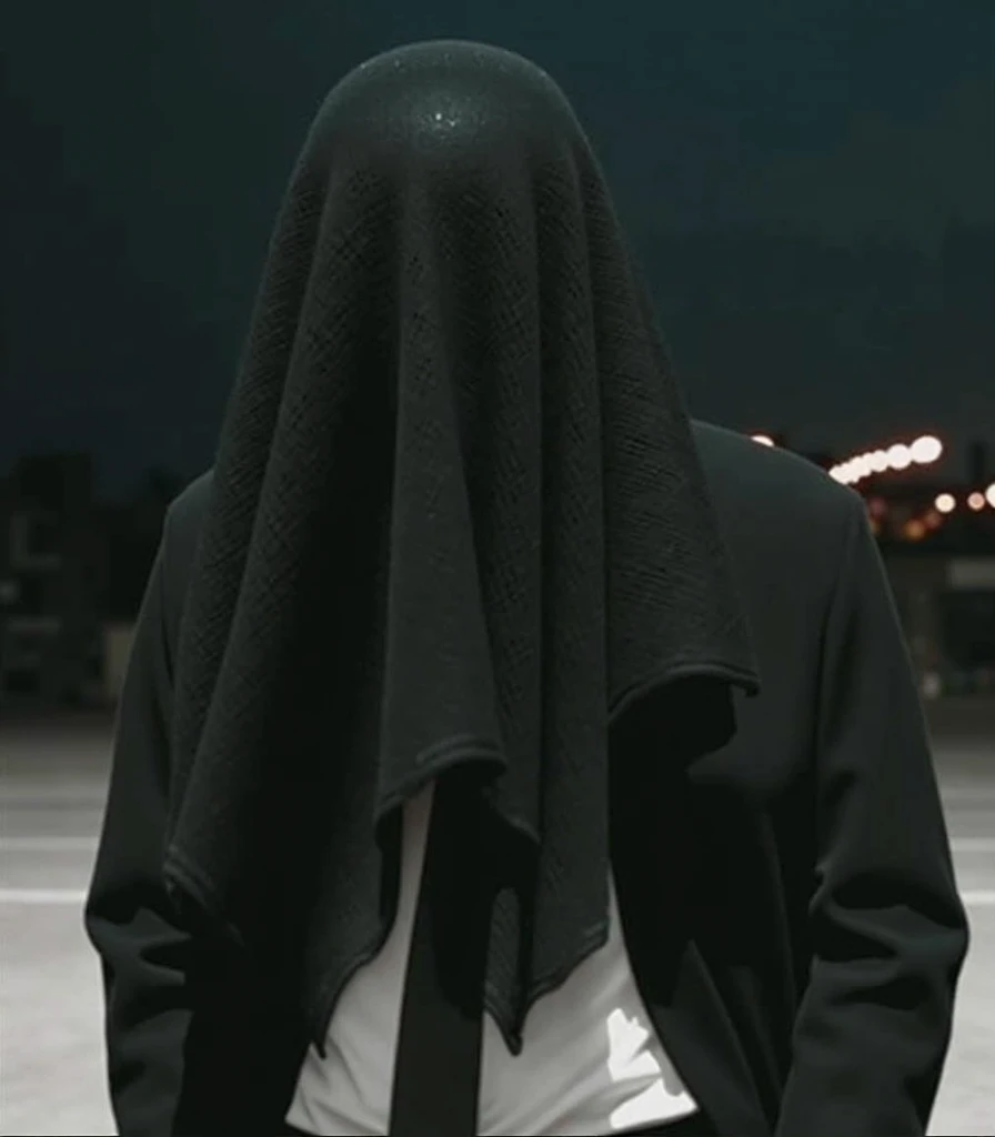 faaris azura white hoodie and panties with his arms outstretched, back and white, jacket over bare torso, in a hoodie, faaris azura's arms behind back, faaris azura hooded figure surreal, faaris azura wearing hoodie, dark dance photography aesthetic, faaris azura clothed in hooded