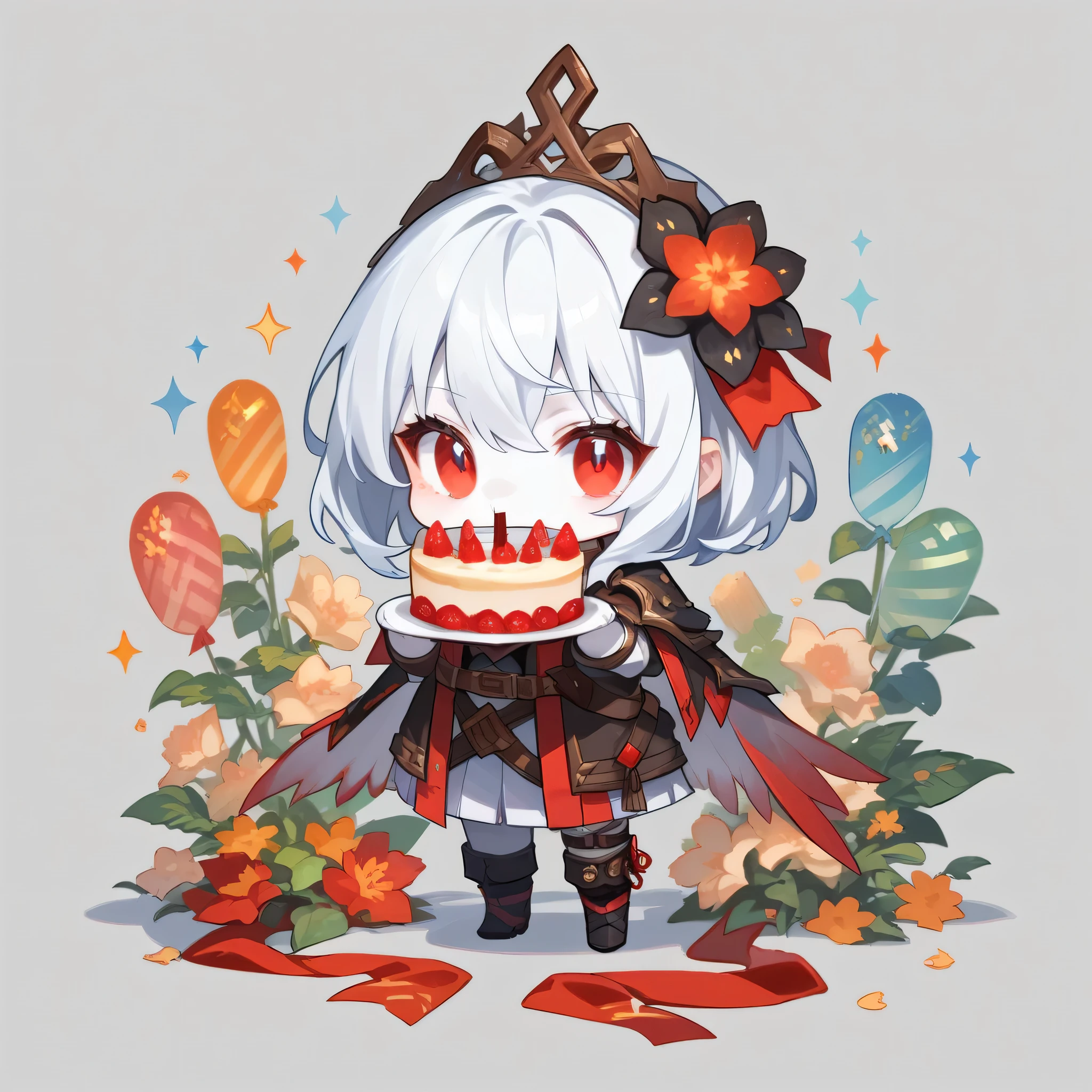 score_9, score_8_up, score_7_up, source_anime,rating_safe, handsomize, white skin, red eyes, full body, body suite, chibi, holding birthday cake, rpg character