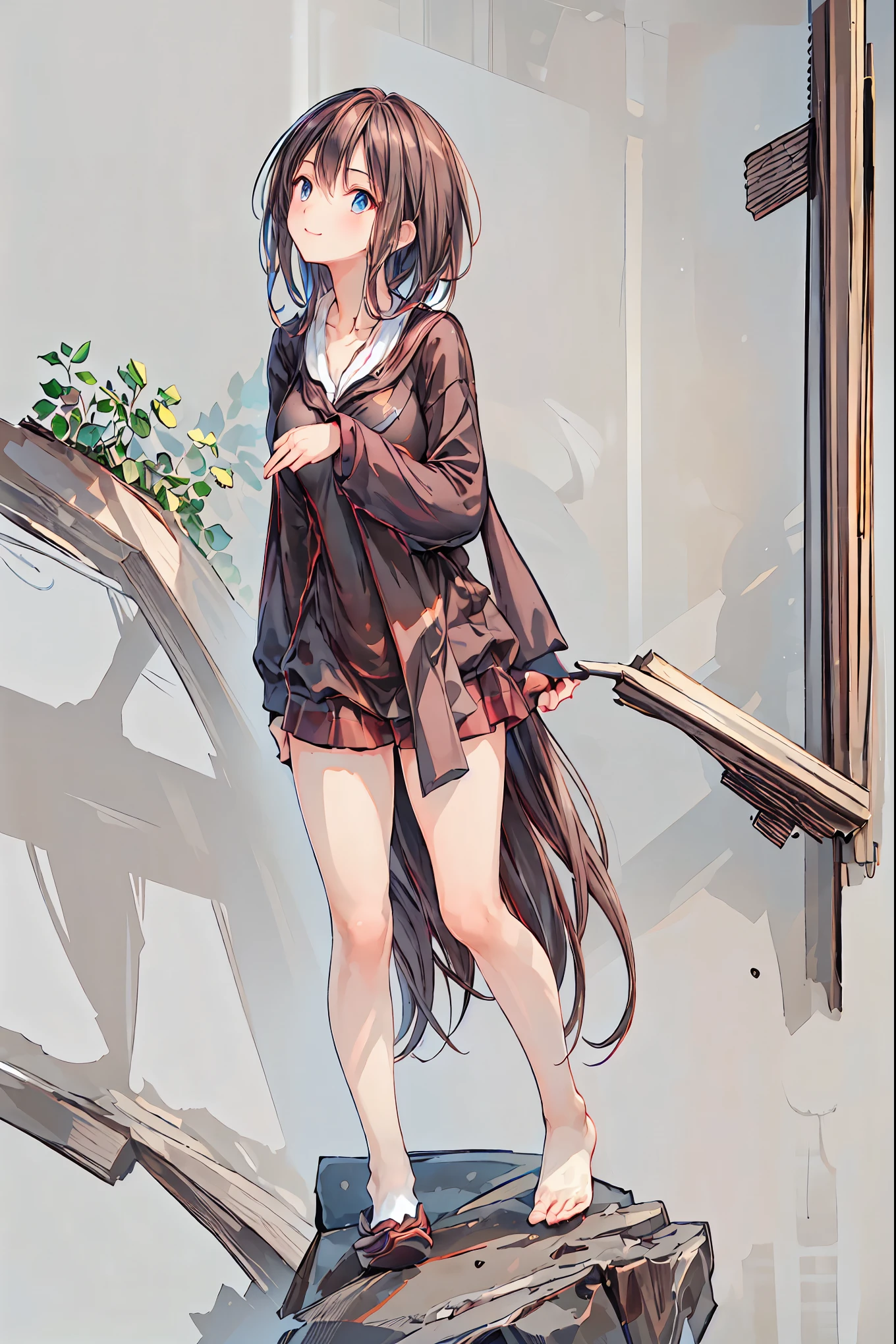 (( Top Quality )), ( very detailed), ( High Leg Cut ), 高いly detailed, high resolution raw color photo , professional photoshoot , Deep rim , brown hair, shortcuts, messy hair, slender beauty ,hole々Positive Attitude, small breasts, Beautiful Legs, Her enchanting gray-blue eyes shine like stars..,(masterpiece:2.0), ( Top Quality :2.0), (Side View:1.5), ( sexy pose:1.5), ( red face:1.3), ( realistic:1.5), 1 , Precision small handle, embarrassing expression , smile, Very nice girl, innocent face, Young Face, Clear Eyes, 輝く瞳, Small box, Beautiful skin, super resolution , Highest Resolution , Japanese High School Student , blazer uniform, (( the above:1.2)), brown hair, shortcuts, tousled hair , short braided hair,Neat, beautiful slender woman ,Correct posture, small breasts, Beautiful Legs, Seductive Gray-Blue Eyes Shine Like Stars,Droopy eyes, brightly colored , beautiful eyes,繊細なsmile, Textured Skin, BEST QUALITY BEST , A Parody of a Gentle and Beautiful Woman , anime style 、