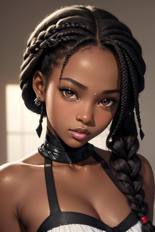 mulher negra adulta + Cabelos lisos + cabelos longos + olhos amarelos + Africano