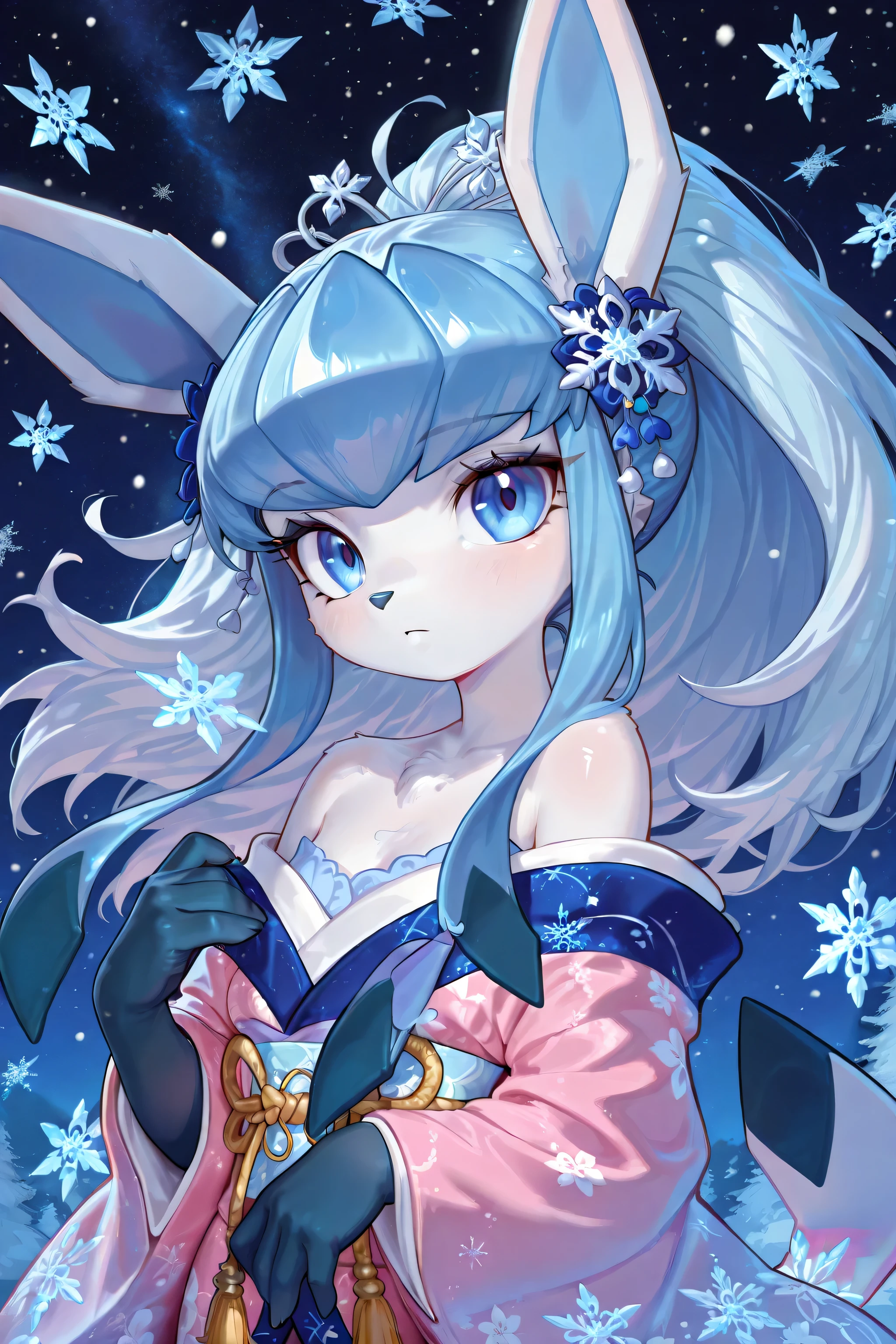 2D cartoon Disney character digital art of solo, kawaii, chibi female, young, anthro kizune, full white fur, glaceon:1.5, perfect antrho hands, perfect eyes, shoulderless blue and pink_kimono, transparent fur like ice, made of ice, seethrought bob hair, bare shoulders, three quarters.1.5, (rukia's bankai):1.5, flat chest:1.3char1 catches a snowflakes falling from above, aerial, full (top to bot):1.5, winter night, snowflake close_up, dynamic:1.5, sdxl, masterpiece, breathtaking, professional illustration, artic's auroras, flatlines, lineless, like art nouveau:1.3, (Impasto style:1.25), by oouna:1.2, (nova diffusion xl). superb linework, classic 2D Disney style art, close-up, inspired by the art styles of Glen Keane and Aaron Blaise, Disney-style character concept with a Disney-style face, (trending on artstation), Disney-style version of solo, kawaii, chibi female, young, anthro kizune, full white fur, glaceon:1.5, perfect antrho hands, perfect eyes, shoulderless blue and pink_kimono, transparent fur like ice, made of ice, seethrought bob hair, bare shoulders, three quarters.1.5, (rukia's bankai):1.5, flat chest:1.3char1 catches a snowflakes falling from above, aerial, full (top to bot):1.5, winter night, snowflake close_up, dynamic:1.5, sdxl, masterpiece, breathtaking, professional illustration, artic's auroras, flatlines, lineless, like art nouveau:1.3, (Impasto style:1.25), by oouna:1.2, (nova diffusion xl)