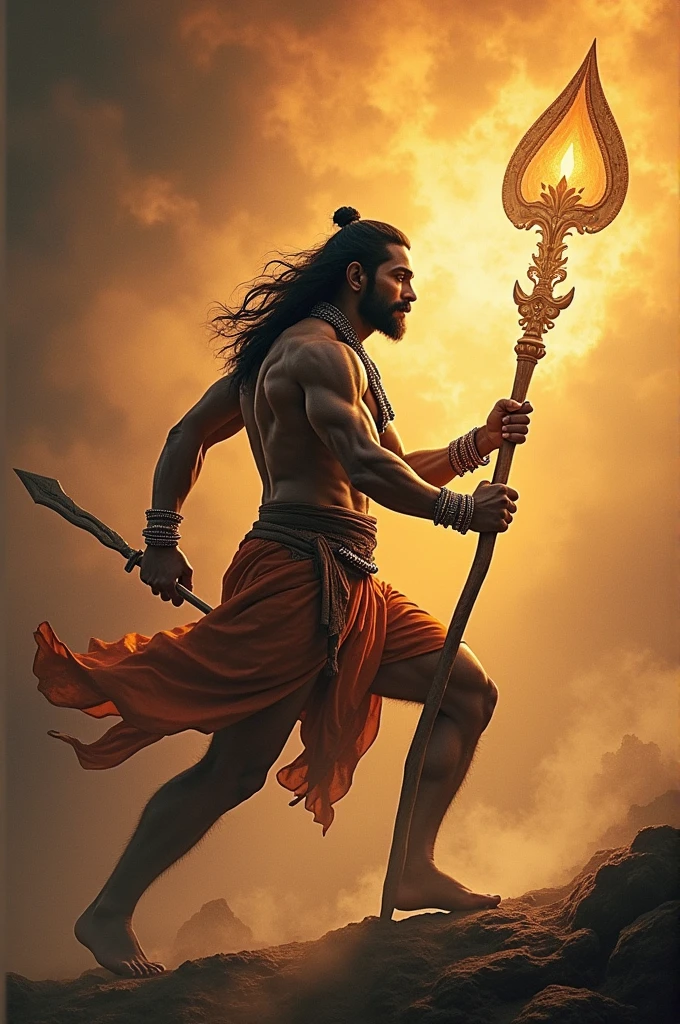 Regenerate the lord Hanuman catching gadha (weapon) with stunning visuals make every one feel he really exist