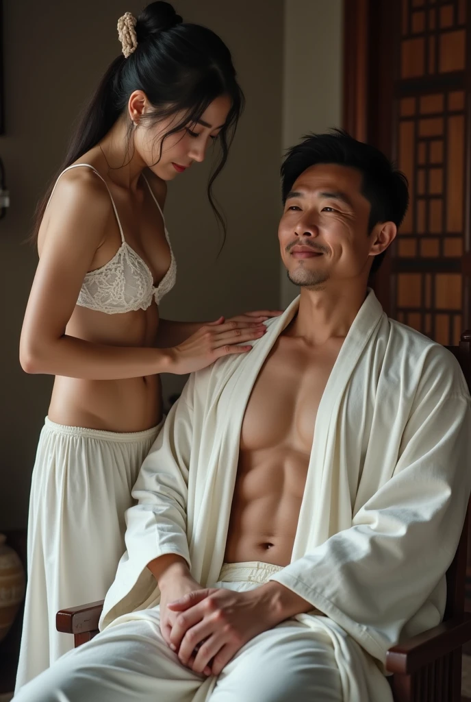 1boy, (Black Eyes), happy smile,Thai boy,14 years old,man hot nerd,young, skinny boy body, slender, sport body build, child-like,White Teenage boy,Close-up photo,full body photo ,RAW photo,male, shirtless, six pack abs, white background, amm mc outfit, very attractive, blurry_background, (high detailed skin:0.8), 8k uhd, dslr, soft lighting, HDR, warm light, high quality, film grain, Fujifilm XT3,pale skin, skinny, good lighting, very pale skin, light skin, model with attractive body,medium bulge and medium butts,(Best quality, 8k, Masterpiece). High Detail , superior quality, natural lighting, beautiful, sexy, correct anatomy, good composition,realistic shapes, realistic skin tones,Natural eyes,realistic eyes,looking up at viewer,vpl,realistic muscles,Realistic wrinkles on the skin,Realistic arms and legs,Realistic face,realistic hair,Make a sexy and seductive face, Clear Focus: 1.2, Perfect Body virile: 1.4 , Slender Abs: 1.2, Highly detailed face and skin texture, detailed eyes, double eyelids, big upper lip, man focus,amazing composition, front view, HDR, volumetric lighting, ultra quality, elegant,Post a erotic photoshoot,Realistic pose,detailed hair,full body,Fujifilm XT3 photorealistic art by midjourney