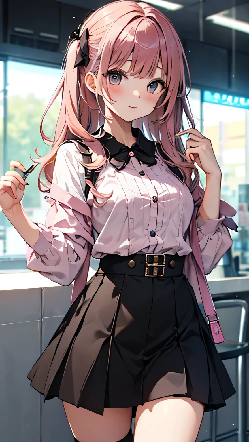 mine-type pink hair miniskirt