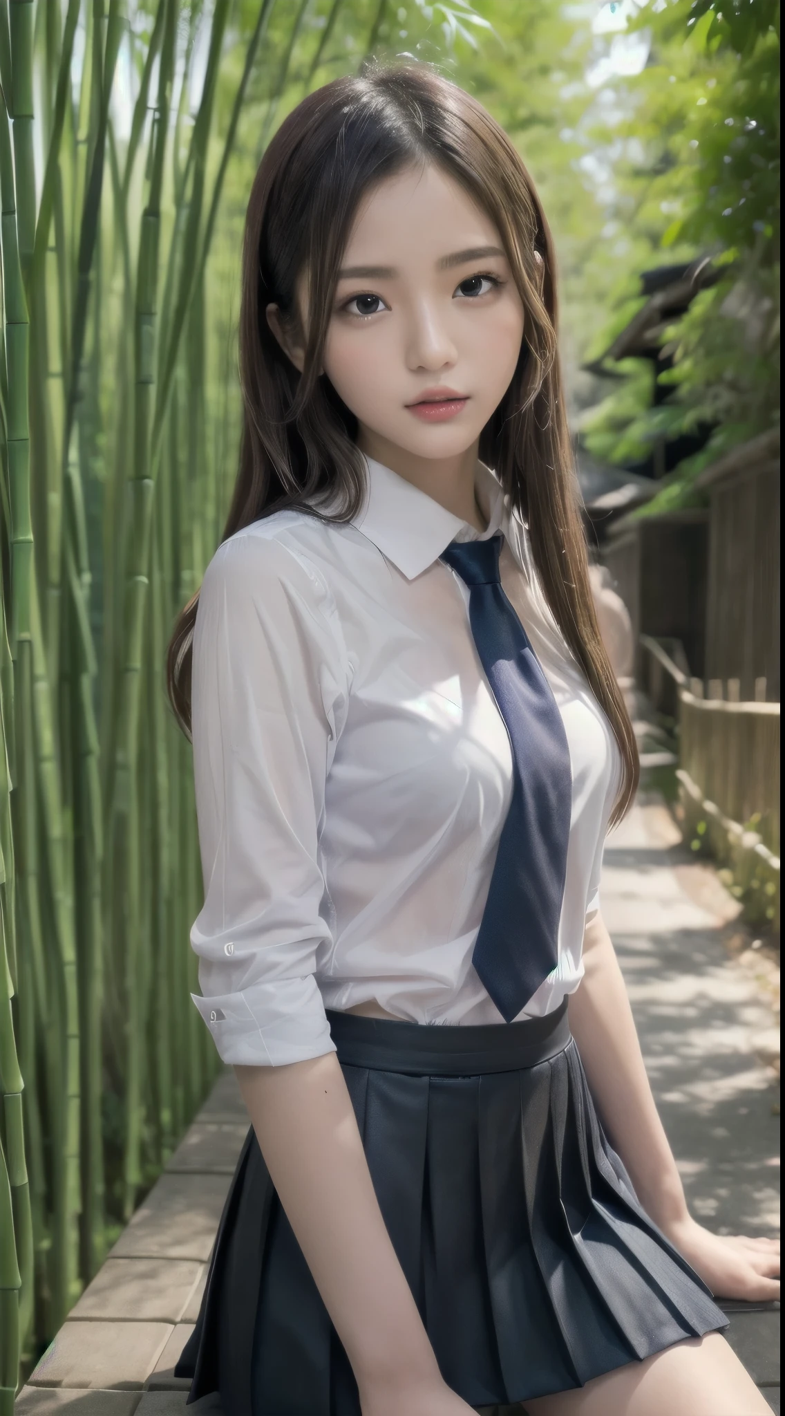 (((32ｋ,high detal,high-detail、​masterpiece,Attention to detail,full body Esbian,独奏))),Raw photo & realistic atmosphere,beautiful dark blue eyes,Detailed mouth,Glossy lips,Detailed eyebrows,Eyes drawn in detail with soft white skin that shines in every detail、azure eyes,とてもBeautifulな瞳,Detailed lips、Very beautiful face,Very well-formed face、Lifelike face,shiny beautiful lips, Realistic Young Gravure Idol, very beautiful school girl, ,Moderately beautiful, Young gravure idols, Young Gravure Idol, Beautiful, Cute and sexy１5 **** old schoolgirl,the whole body is wet,dripping落ちる,with a flushed face,Incredibly beautiful１5-****-old girl,short-cut,Brown shiny hair,Hair is wet,Dripping water,dripping,（Black pantyhose,Beautiful fece,Looking at the camera：1.4）,（HDT Vision Japan HDT Vision Black HDT Vision Black HDTV Black HDTV HDTV Black HDTV HDTV Black HDTV Uniform,well-shaped breasts,,Mature body, I'm anxious and about to cry,Moist eyes,cold smile,glareing,The glaring face is also beautiful：1.5）,（The chest of the uniform is open,,rollback,Black pantyhose：1.7）