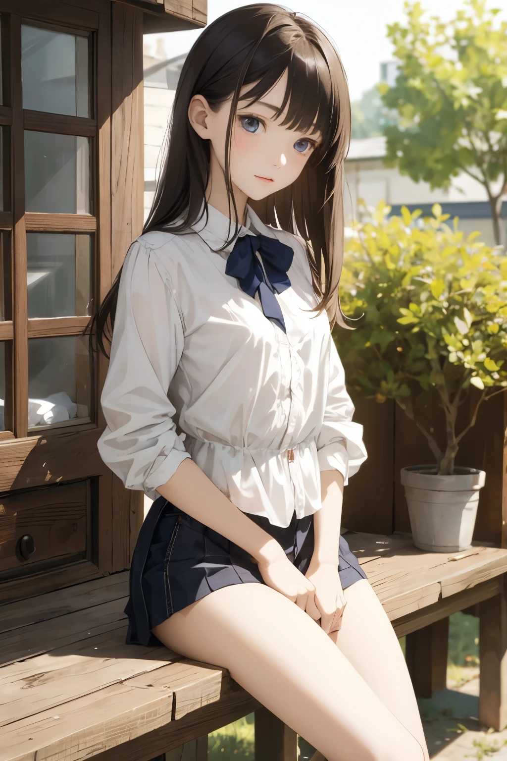 Best quality, tmasterpiece, brunette color hair, blueneyes, head looking up, spread their legs,Get wet,比基尼,Flushed face