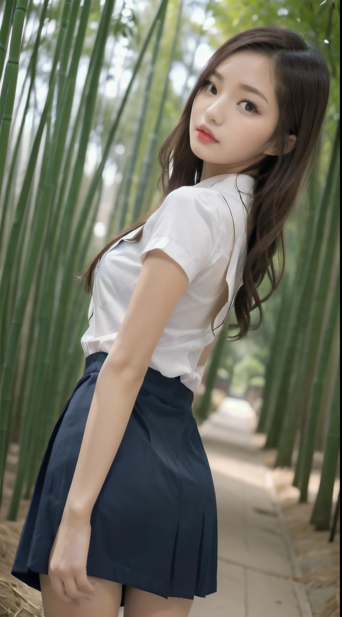 (Cute Face、Big Eyes Masterpiece)、(Woman sticking her ass out to the viewer)、8k, RAW Portrait 、Anatomically correct body、Displaying the viewer、Detailed fingers、Detailed eyes、Braid、fine grain、Browsing Caution.(Japanese women),masterpiece、Realistic:1.2、Realistic, Ultra-high resolution, Highest quality, Real Life Photos 、Immersive、fine grain、Detailed face、Detailed skin、Detailed pores、Detailed anus、Very detailed、(Highest quality:1.0)、((Browsing Caution))、 ((1 female))、The most beautiful woman in the world、A faint smile、Perfect Style、look back、Twist your waist、Perfect Face、Beautiful Face、Dark brown hair、(Cowboy Shot)、Big Breasts、(Rear View)、((((Raise your eyebrows:1.4))))、shame、Shameful、((On the athletics grounds))、(((Shooting from below)))、((((The viewer grabs her ass:1.5))))、White socks、Japanese 、(((Old Gymnastics in Japan、Japan High School Girl Uniform、White short sleeve shirt、Navy blue bloomers、Gymnastics)))、Turn away and stick your butt out、look back、Sweaty skin、((Dripping Skin))、((Pay attention to the butt))