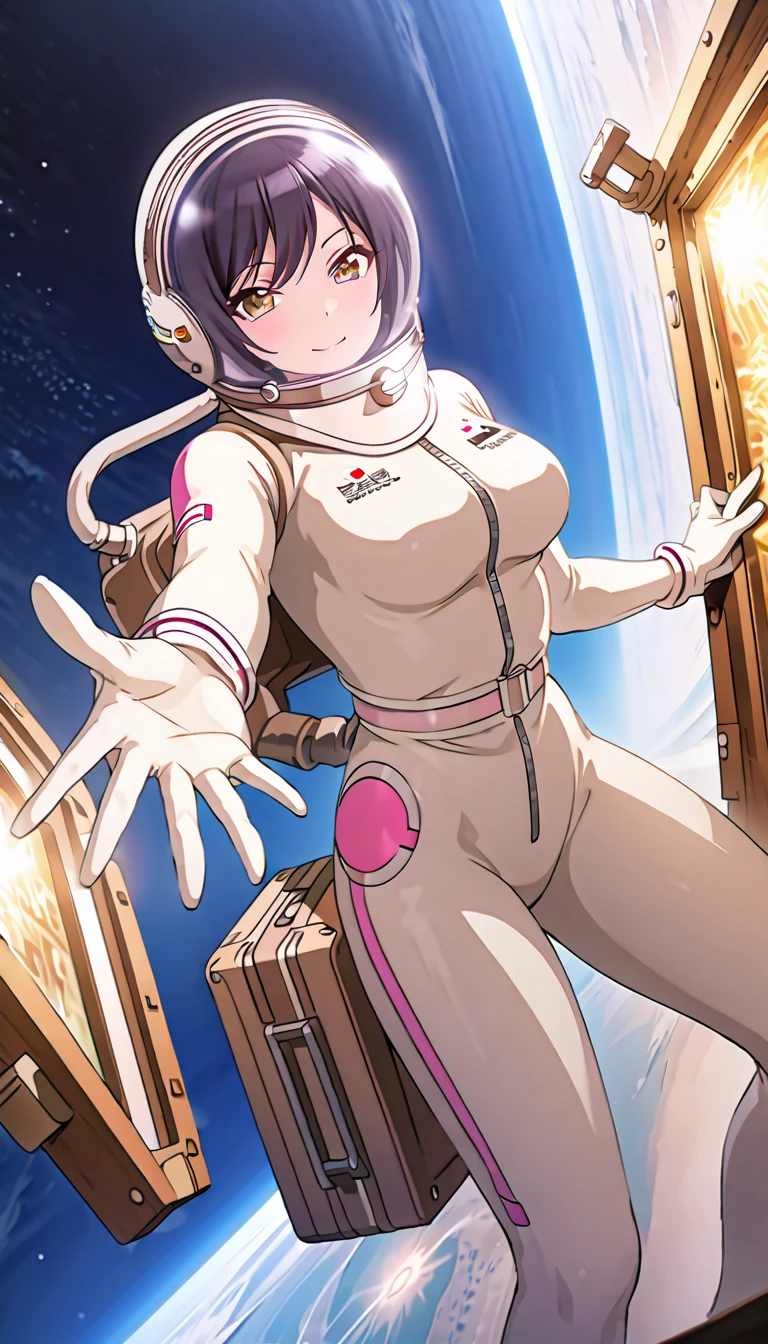  pink Uraraka Ochako in space helmet mitten,in full growth