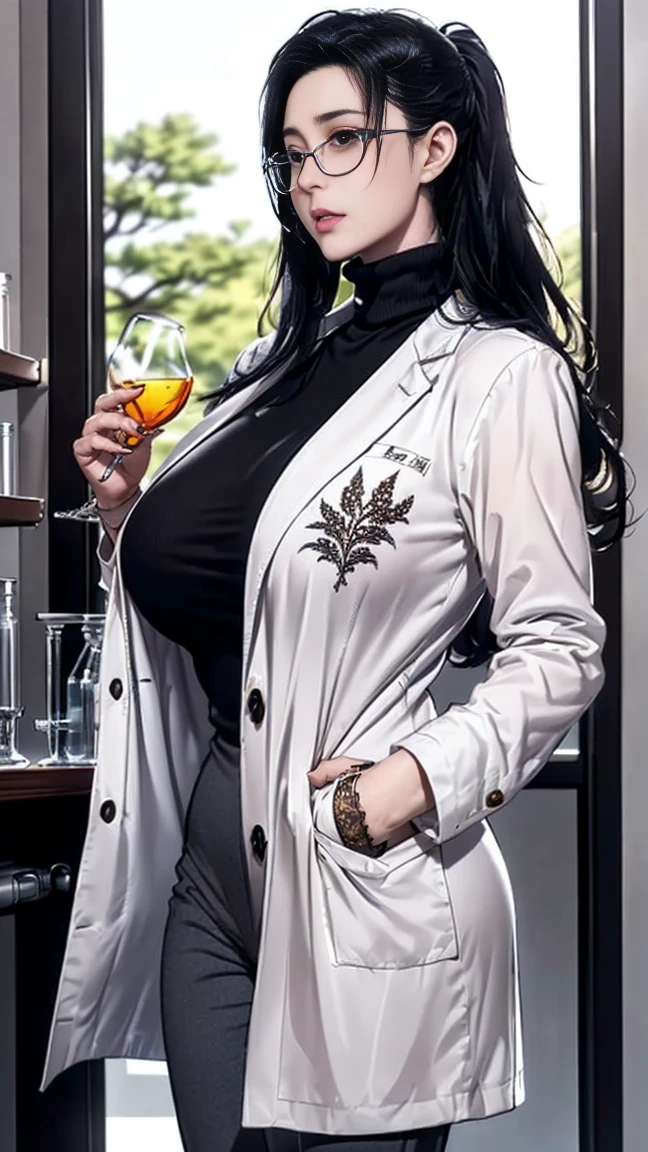 (((Perfect figure,figure,solo, (((white coat, black robes,japanese clothes,kimono))),(((hikifune kirio, purple hair,lipstick,makeup))),((masterpiece)),high resolution, ((Best quality at best)),masterpiece,quality,Best quality,((( Exquisite facial features,Looking at the audience,There is light in the eyes,(((Lol,confidence))),))),型figure:1.7))),(((Light and shadow,Huge breasts))),(((Looking at the camera,black background,)))
