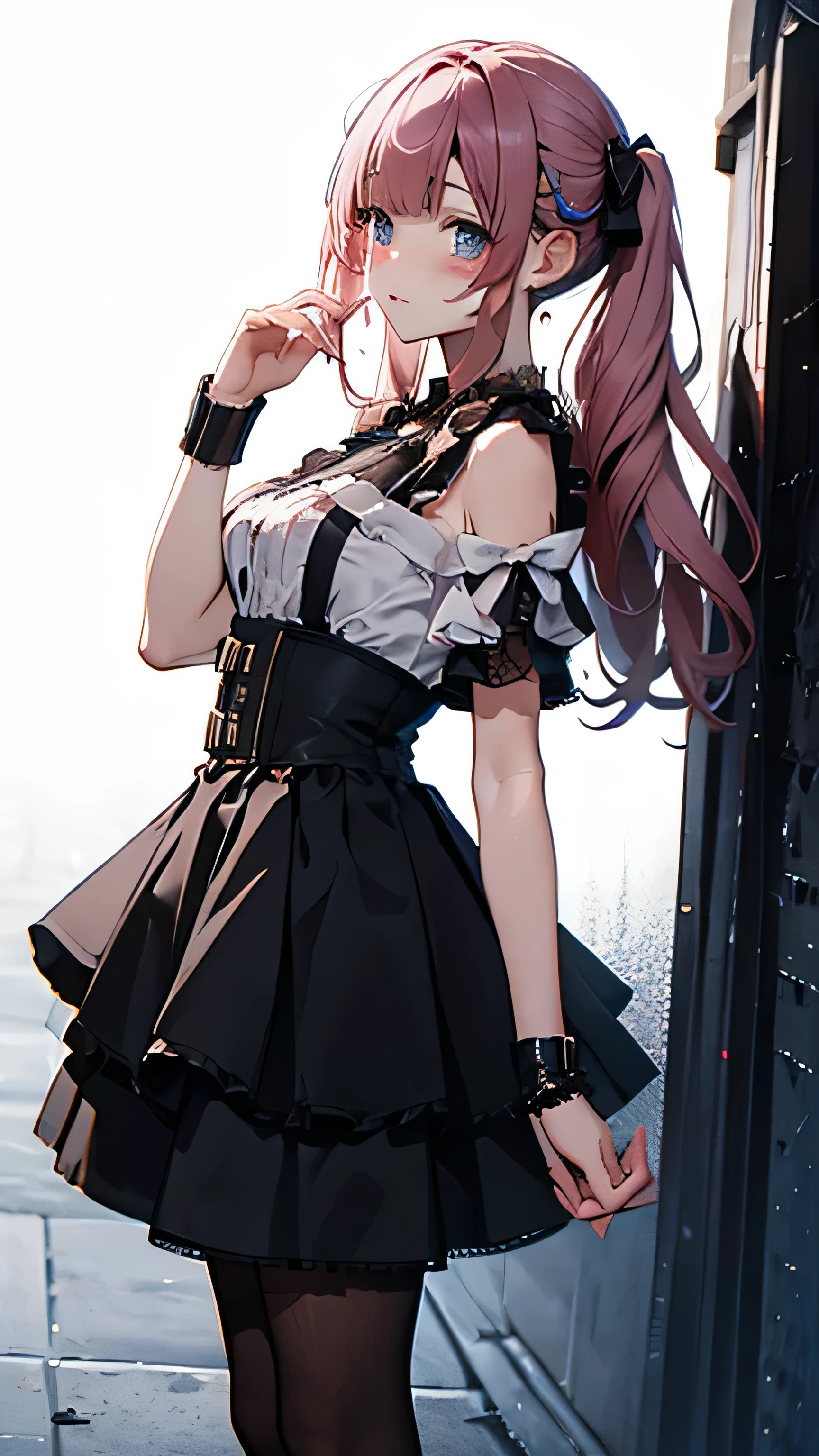 (( best quality)), ((master piece)), ( Ultra Details),
 Earth system、pink hair, long hair,Blunt bangs
BREAK ad,Thin-lipped frown,closed mouth,standing,full body,from side,
BREAK
watery eyes、tearful
BREAK
no background
