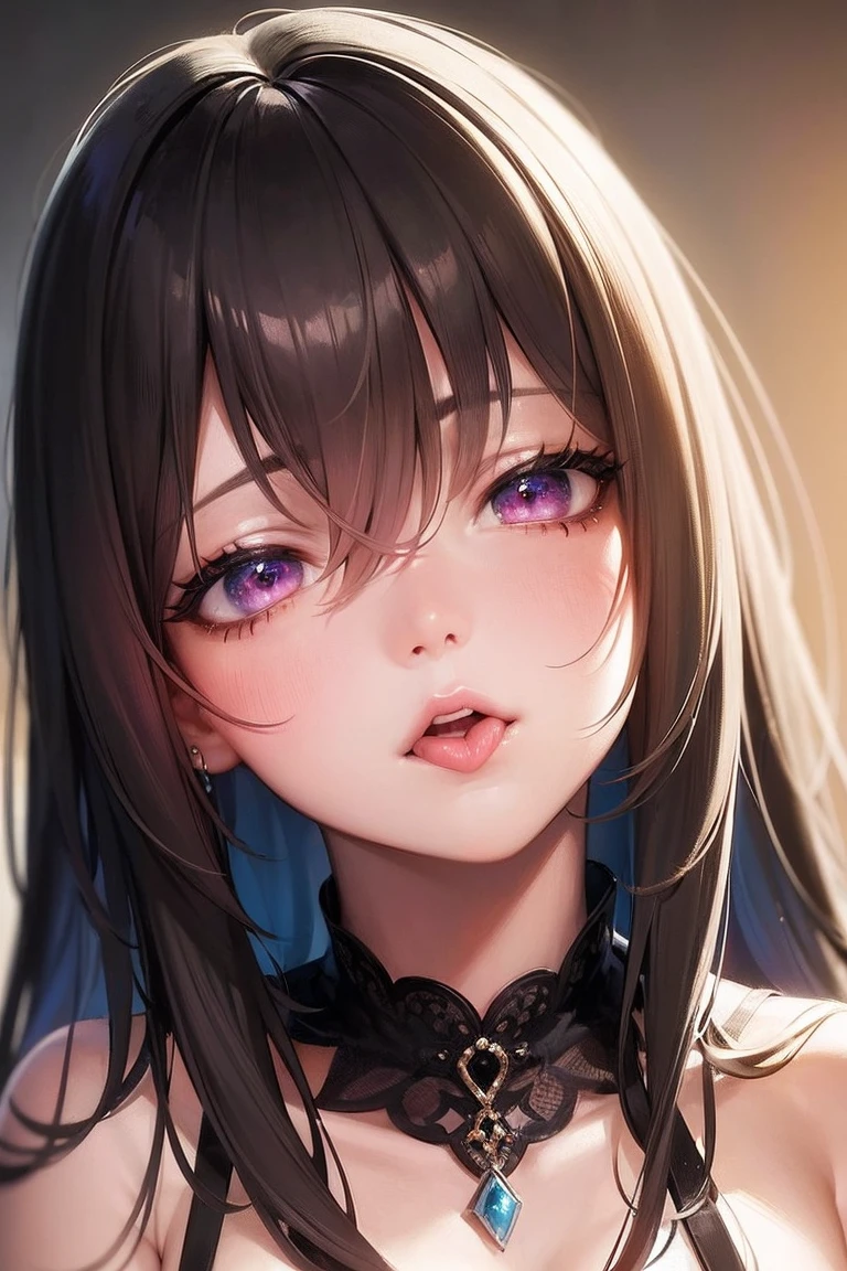 Masterpiece, best quality, makeup, lips, thick eyelashes, colored eye shadow, huge breasts