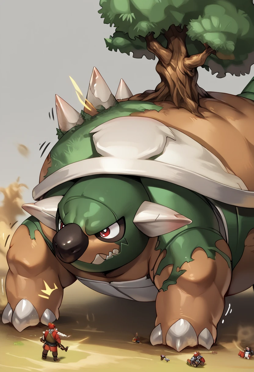 Scribble source_furry, rating_explicit, oseronstyle, 1man, detailed, solo, alone, torterra, feral, sequence, transformation sequence, angry and wild, sadness, angry growl, angry roar, a human man Transformation in to a macro size Giant feral torterra face,humanity(torterra), chuppy, muscular, big strong muscle, ( black eyebrows :1.1),(perfect eyes), fur, （artist:takemoto arashi)，paw,（ Black beard :1.3）, (Massiv:3.0, ( heavyweight ,strong,Macro, Emphasize the large size of a building)), background ((medieval Forest, the crack in the street)), a human man Transformation in to a macro size Giant hyper muscular feral ninja torterra, gives a dangerous look, lying on floor, rating_safe, solo, close up, growth, very cramped, trembling, motion lines, torn clothes, growl, powerful and strong feral torterra, pokemon \(creature\), tree, red eyes, claws, spikes, short tail, oseronstyle