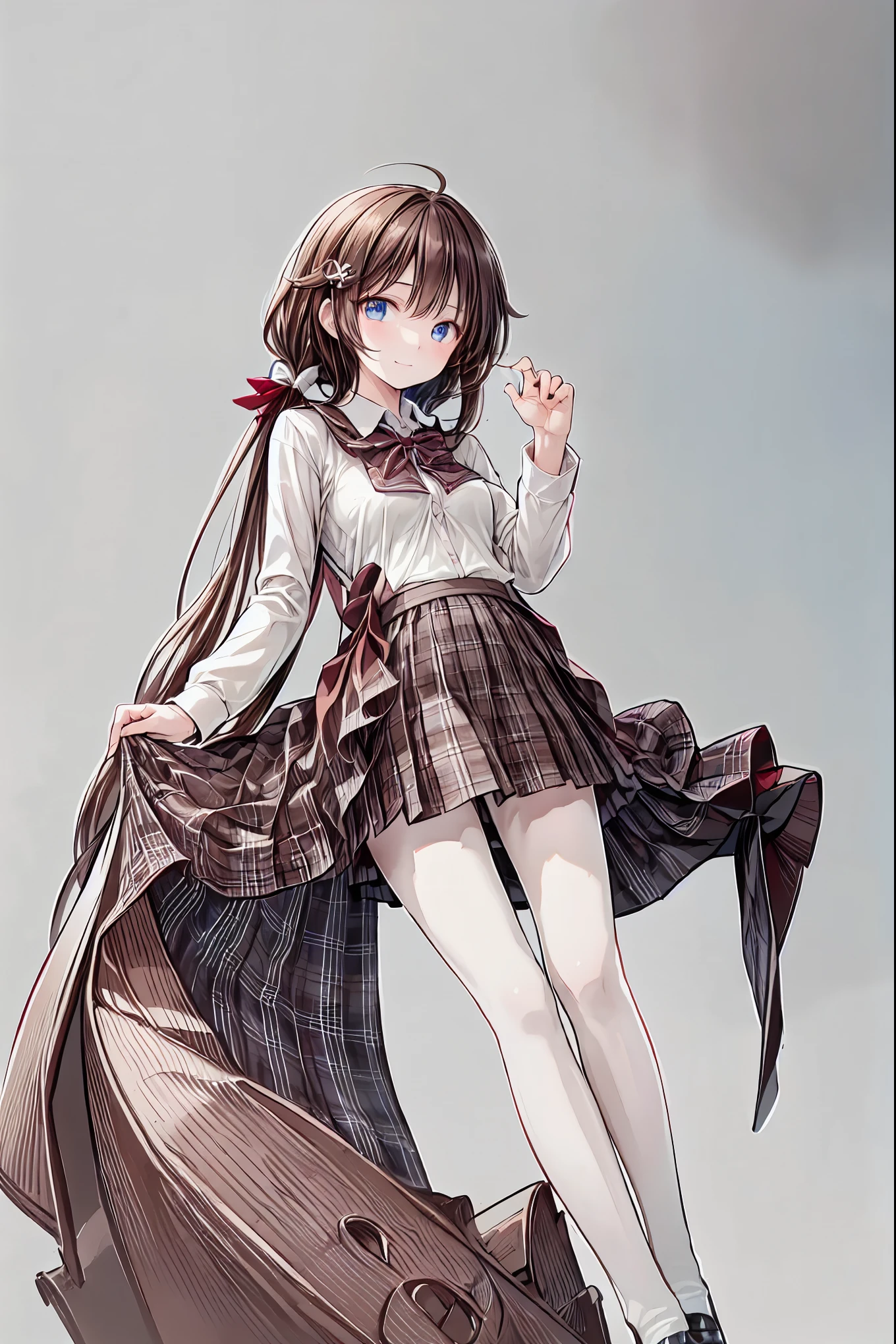 (( Top Quality )), ( very detailed), ( High Leg Cut ), 高いly detailed, high resolution raw color photo , professional photoshoot , ((From below:1.2)), , brown hair, shortcuts, messy hair, slender beauty ,Positive Attitude, small breasts, Beautiful Legs, Her enchanting gray-blue eyes shine like stars..,(masterpiece:2.0), ( Top Quality :2.0), (Side View:1.5), ( sexy pose:1.5), ( red face:1.3), ( realistic:1.5), 1 , Precision small handle, embarrassing expression , smile, Very nice girl, innocent face, Young Face, Clear Eyes, 輝く瞳, Small box, Beautiful skin, super resolution , Highest Resolution , Japanese High School Student , blazer uniform, (( the above:1.2)), brown hair, shortcuts, tousled hair , short braided hair,Neat, beautiful slender woman ,Correct posture, small breasts, Beautiful Legs, Seductive Gray-Blue Eyes Shine Like Stars,Droopy eyes, brightly colored , beautiful eyes,繊細なsmile, Textured Skin, BEST QUALITY BEST , A Parody of a Gentle and Beautiful Woman , anime style 、