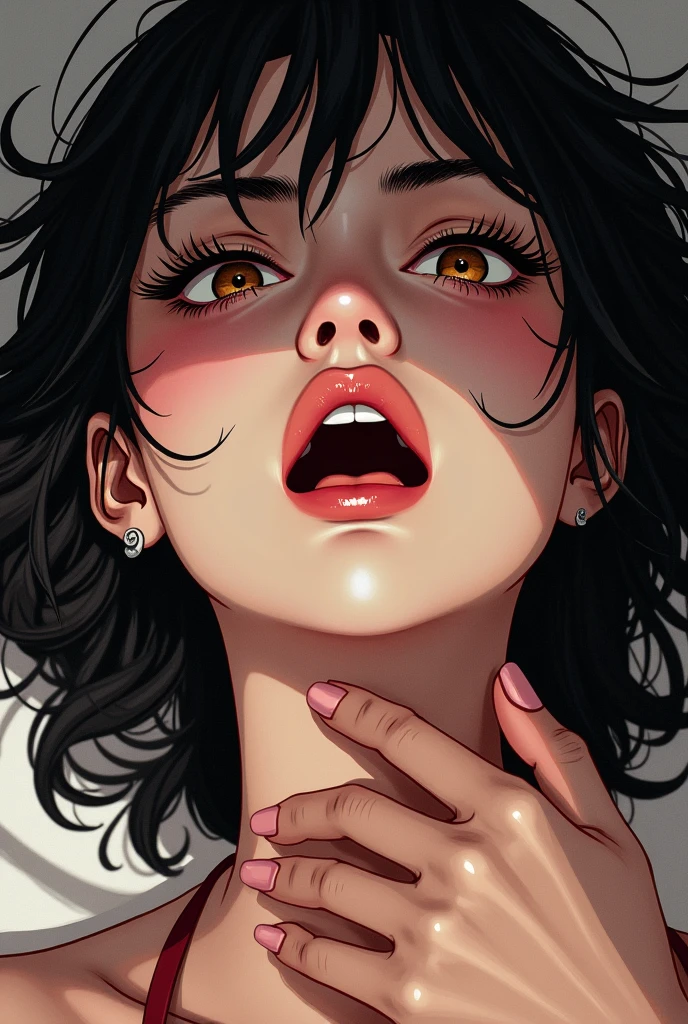 (masterpiece:1.3), (8k, Realistic, RAW Photos, highest quality: 1.4), Absurd, Charm, Ultra-high resolution, Ultra-realistic, Very detailed, Golden Ratio, (Realistic), (Best Shadow), Low contrast, (Complex:1.4), Side lighting, Beautiful Face, (Realistic Face), Beautiful hairstyle, Realistic eyes, Beautiful fine details, (Dark circles under the eyes), (Realistic Skin), Beautiful Skin, (One girl), ((Krysten Ritter, Jessica Jones)), (Accurate hand and finger depiction), (Black Hair, Medium Hair:1.4), (Black Riders Jacket, Grey tank top), ((Eyes closed)), (Frowning), Flushing, Sweat, NSFW ((fellatio)), ((deep throat:1.2)), (Blowjob face), ((cum on face:1.1)), ((cum on mouth:1.0)), BREAK (1boy, 1penis:1.1), (projectile cum:1.2, excessive cum:1.1), (Bust Shot)