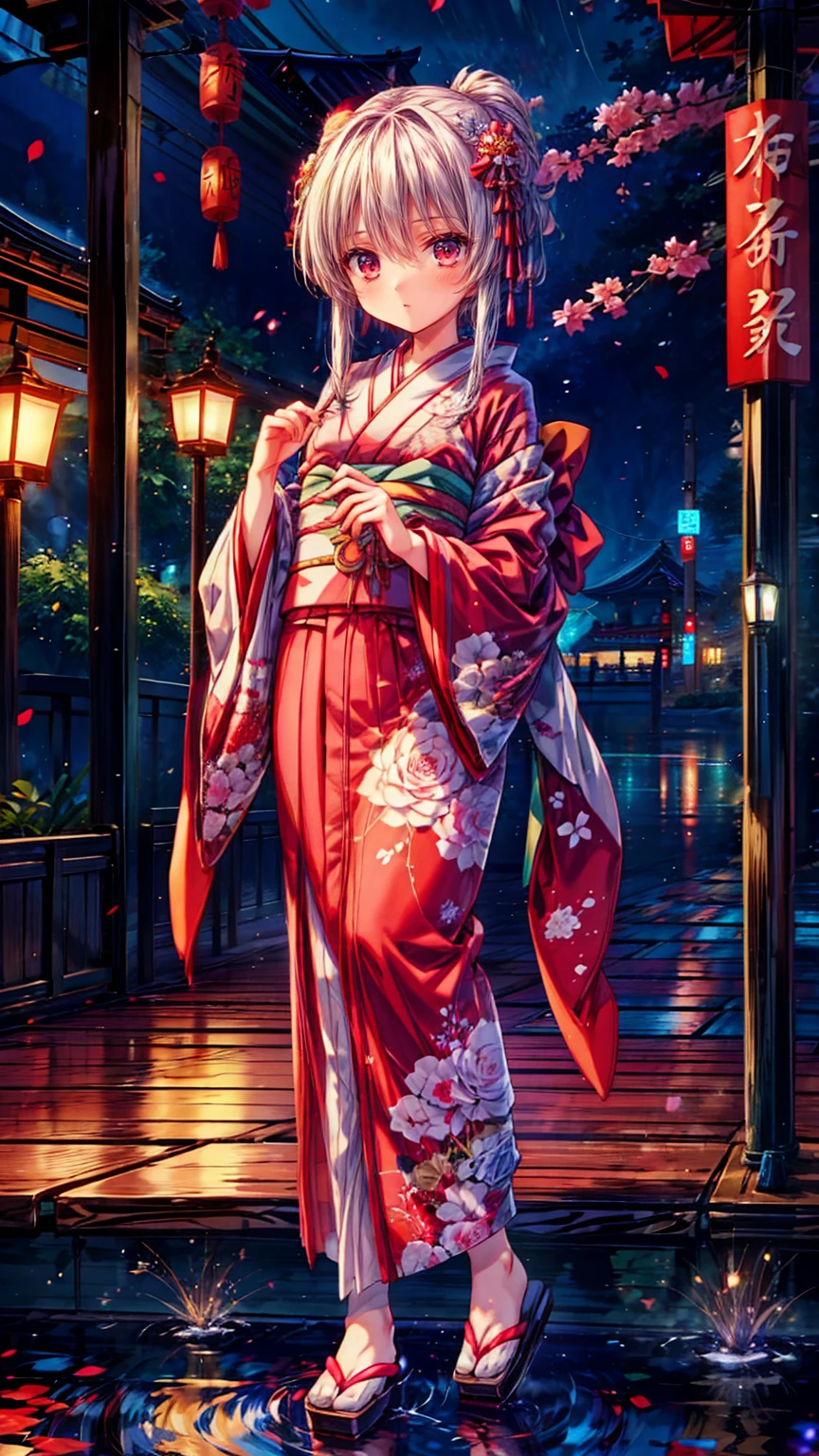  Head to Toe Composition 、 full body view、 Japanese New Year、Long-sleeved kimono、Very beautiful girl、banquet、New Year's party/New Year's Eve party/ new year party
