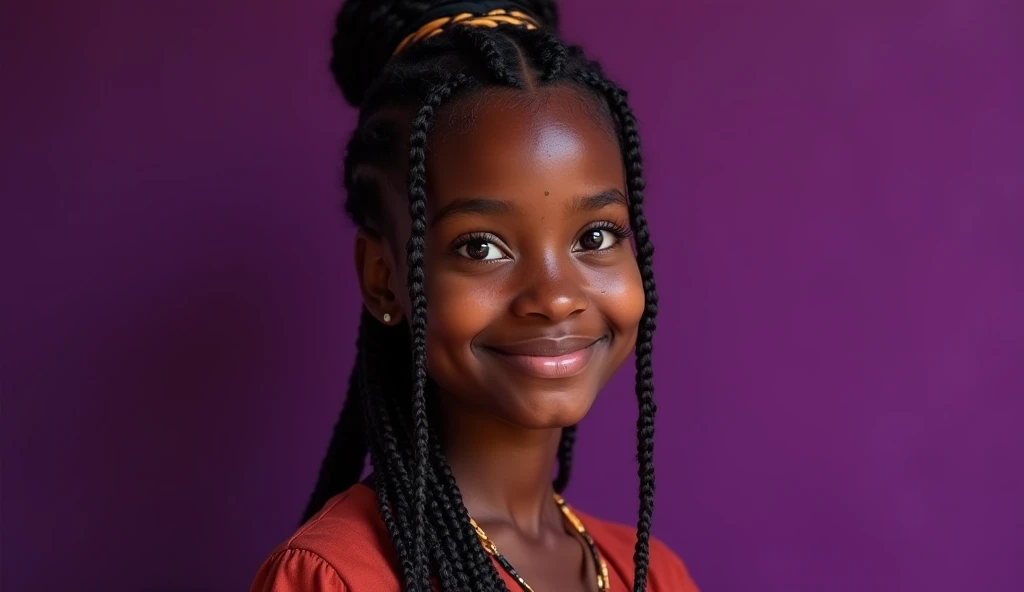 African girl teen young under 18 years, extremely very dark skin, long hair, perfect lips perfect mouth perfect teeth shocked face