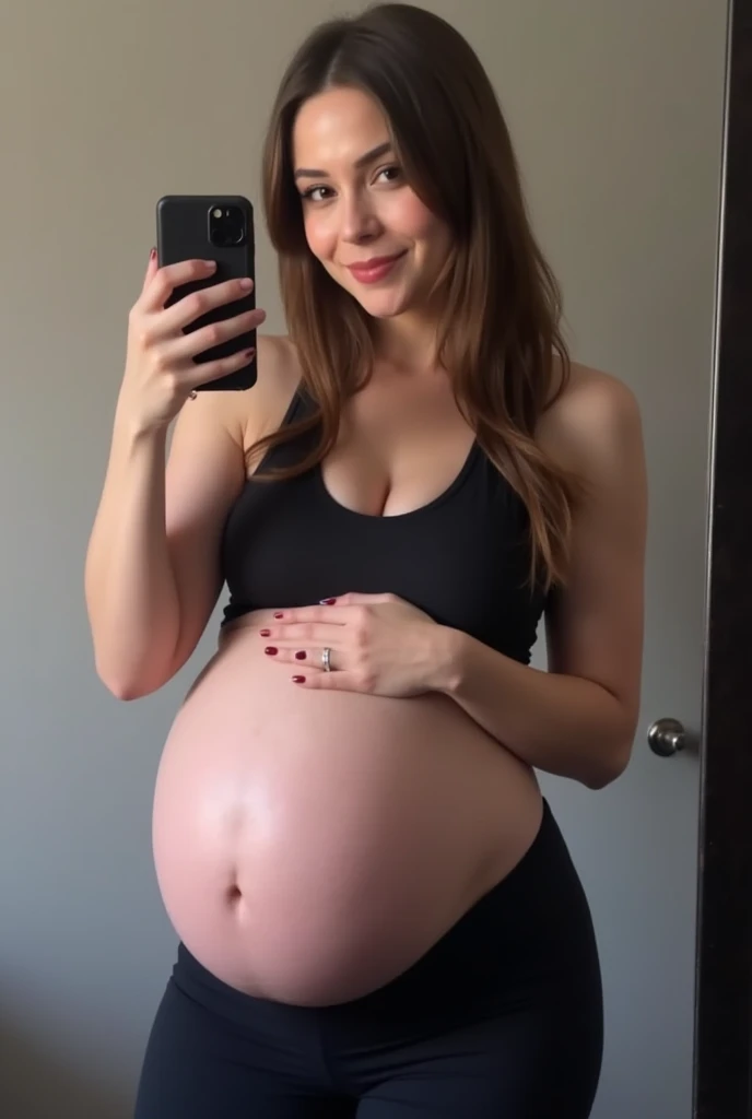there is a woman in a bikini taking a picture of herself in a mirror, she has a jiggly fat round belly, is wearing a swimsuit, full body shot in bikini, thicc, her belly is fat and round, taken in the early 2020s, extremely plump, she's on my bed in bikini, bad selfie, freckles on chicks, (freckles:1.2)