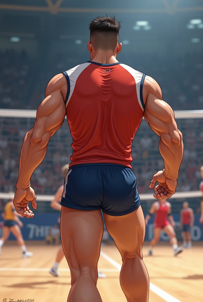 Robust champion man, torso exposed, legs bare from thighs to feet flowing long curls, meticulous muscle definition, lifelike representation, 4K resolution. Background: Stadium filled with cheering spectators,32k uhd, best quality, masterpiece, super detail, high details