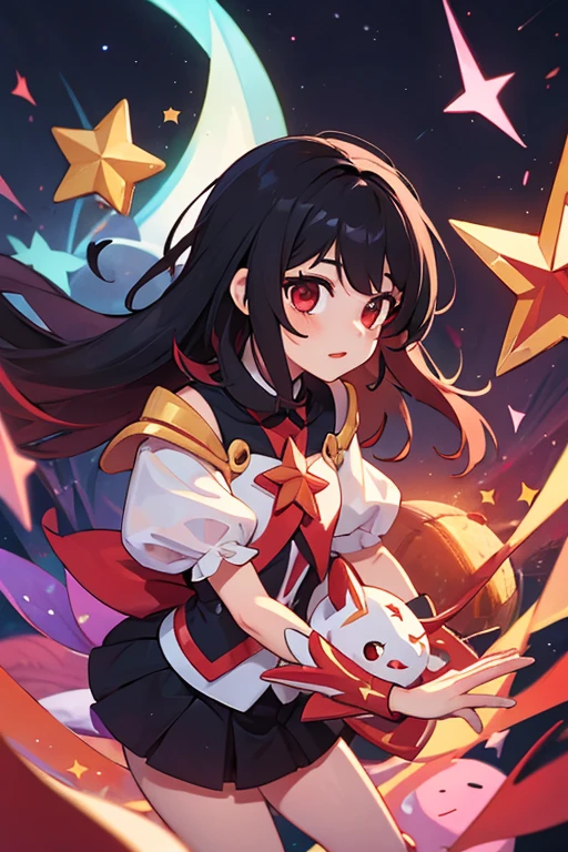 Black-haired and red-eyed star guardian