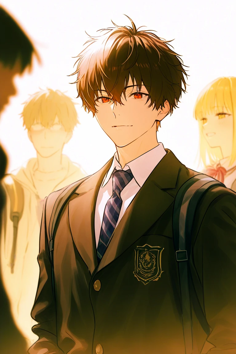  adult male 、Two people、 cool 、 school uniform、 College Student 