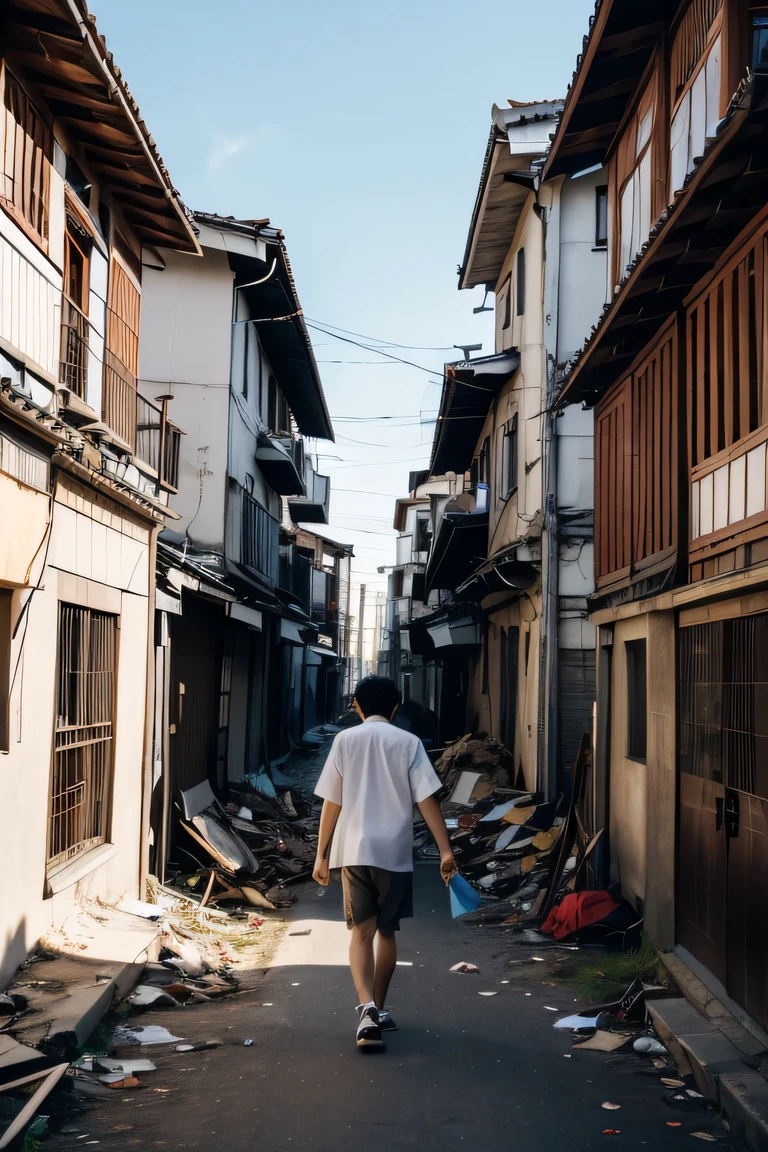The world is falling A boy walking with milk Everyday Scenes Summer Passing So Fast Passion that Remains in My Heart Japanese cities noon Collapsed Streets and Houses Sentimental Contemporary