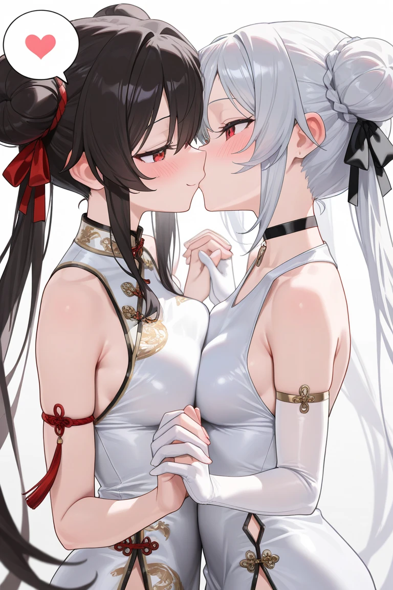 (masterpiece, top quality, very aesthetic, 4k、illustration), intricate detail, 1woman,Standing 、(upper body)、incoming kiss,closed eyes、(),Cute 、、Random Hair Color、,middle hair,sidelock ,Random Color　eyes、ninja clothes、small breasts、Slim 、