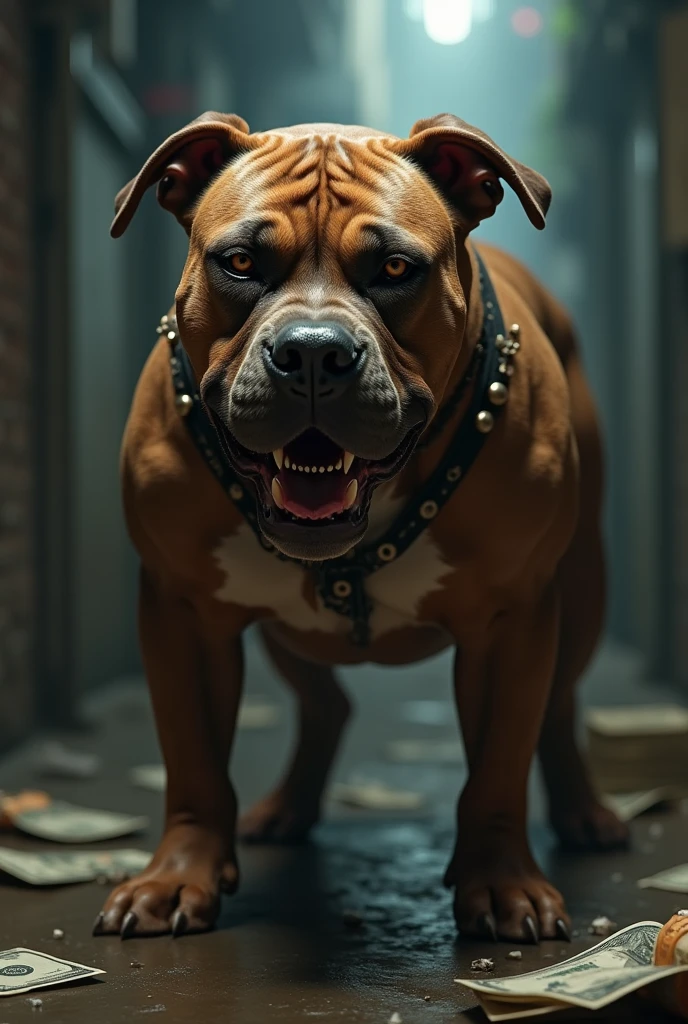 A furious mastiff with a saddle on its back,highly detailed,hyper realistic,8k, (best quality,4k,8k,highres,masterpiece:1.2),ultra-detailed,(realistic,photorealistic,photo-realistic:1.37),studio lighting,extreme detail description,professional,vivid colors,bokeh,dramatic lighting,chiaroscuro,dramatic shadows,cinematic composition