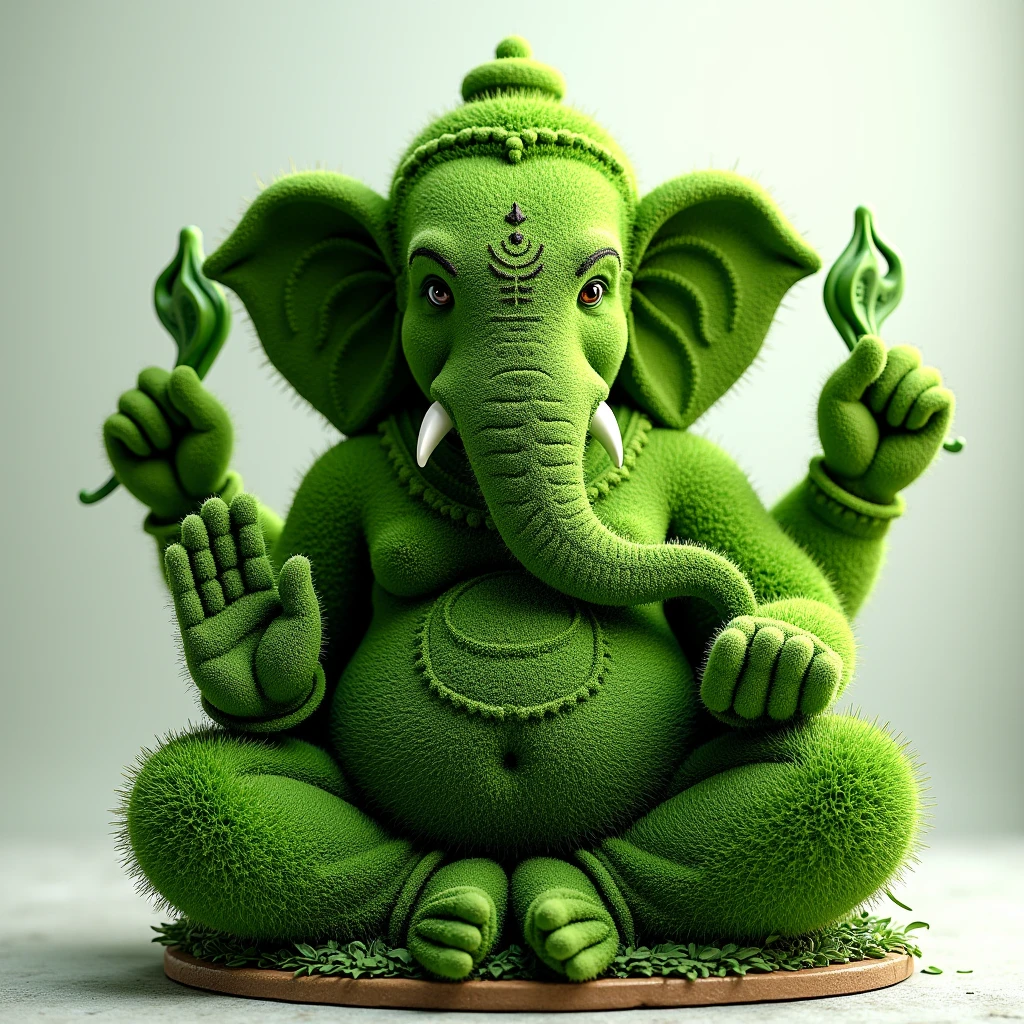 Lord Ganesha in hulk body in neon light