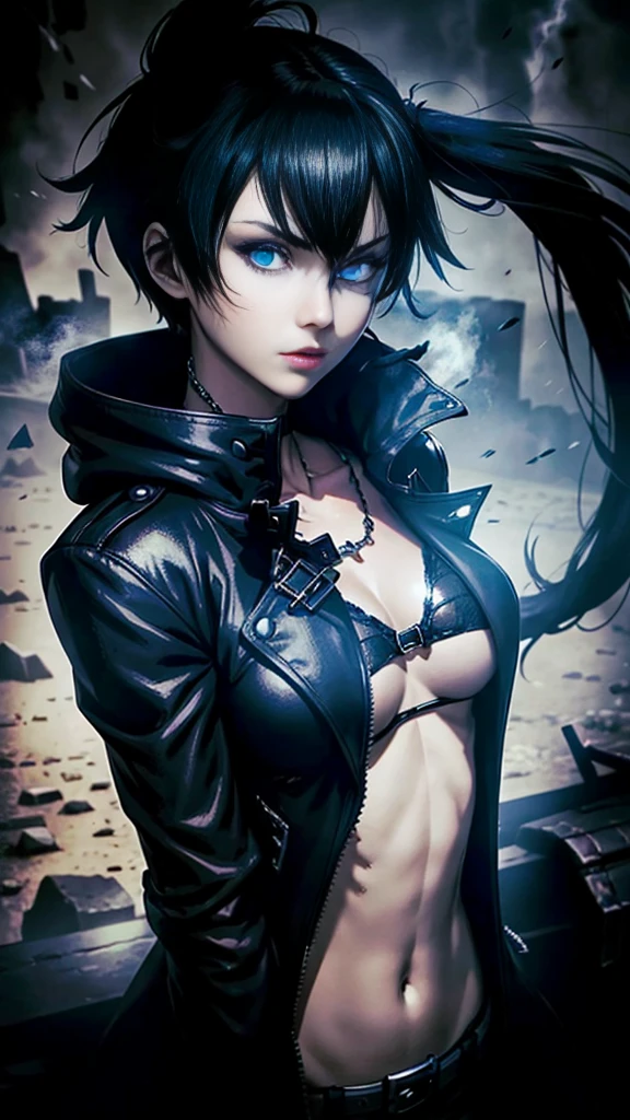 Black Rock Shooter, Trench Coat, Shirt, Blue Eyes, Shadow Monarch, 