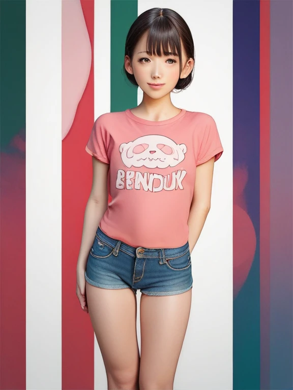 (top-quality、in 8K、masterpiece、Photorealsitic, foco nítido, high-level image quality, hight resolution, Portrait), japanes, Middle-aged woman, Beautie, huge udder, 47 years old, bbw, Wavy Hair, Wrinkles at the corners of the eyes, (stand up and show panties:1.5)、Slum house, (Jumbled background, Messy room、Anime posters, colorful toys and Japanese dolls are scattered on the floor)