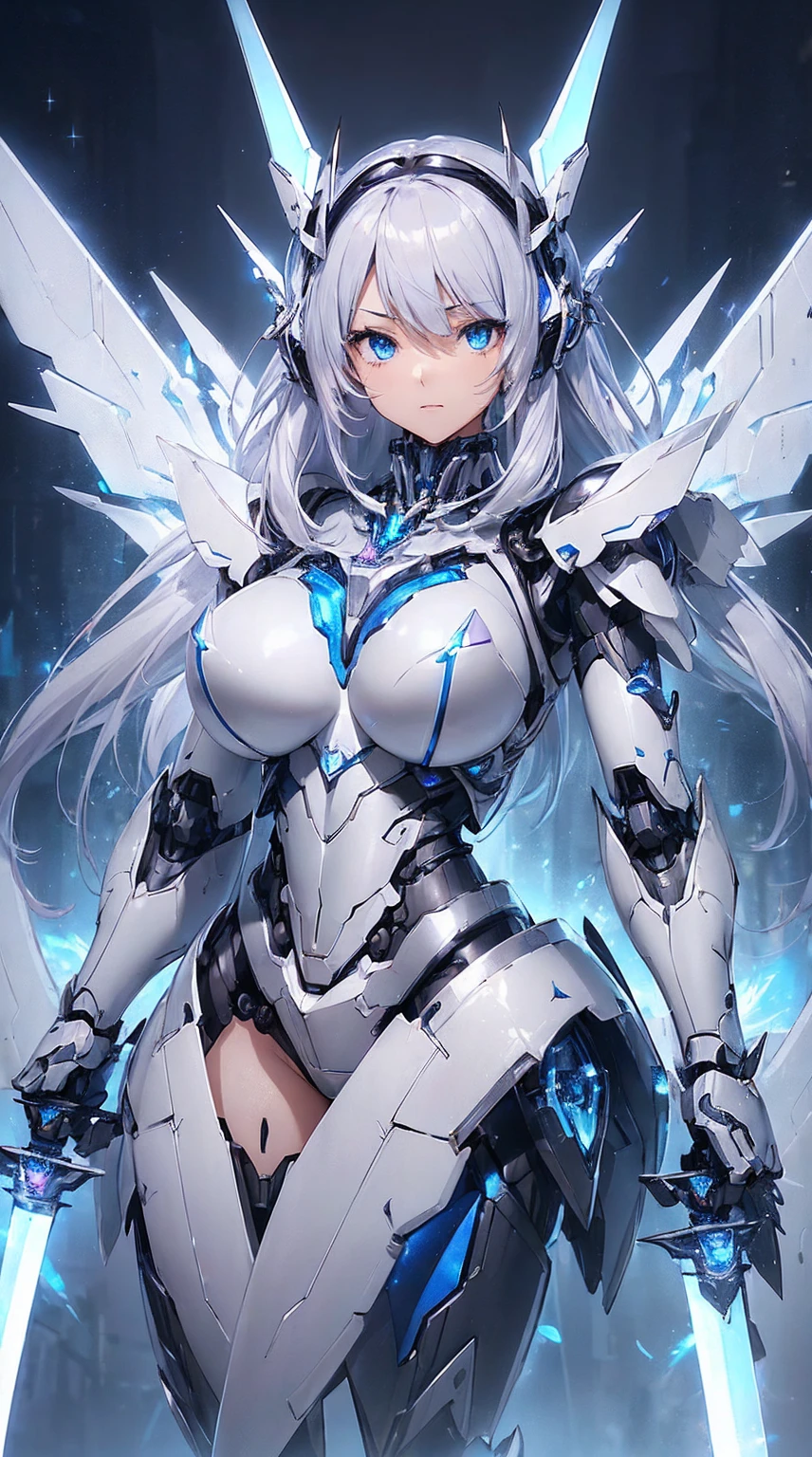 Blue shining mechanical eyes、A kind smile