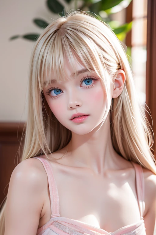 RAWE Photo, ((Portraits of extreme beauty))), (Shining, snow-white skin)), One beautiful girl、 Pretty beautiful girl aged 15 from Prague, (Shiny bright natural blonde hair)), [Bright blue eyes], silky thin blonde hair, Super long straight hair, Eyeliner, disheveled bangs, Small Face Beauty、round face、Bangs between the eyes, Dancing Hair, Shy expression, ((Mastepiece, Best quality, Ultra Detail, Film Light, Intricate details, It is high resolution. , 8k, Very detailed)), Detailed background, 8K UHD, Digital SLR, Soft Light, High quality, Film Grain, Fuji XT3, Shallow depth of field, Natural light, (Perfect Hands), Perfect beautiful face, White Crop Top,((Full body pose)).
