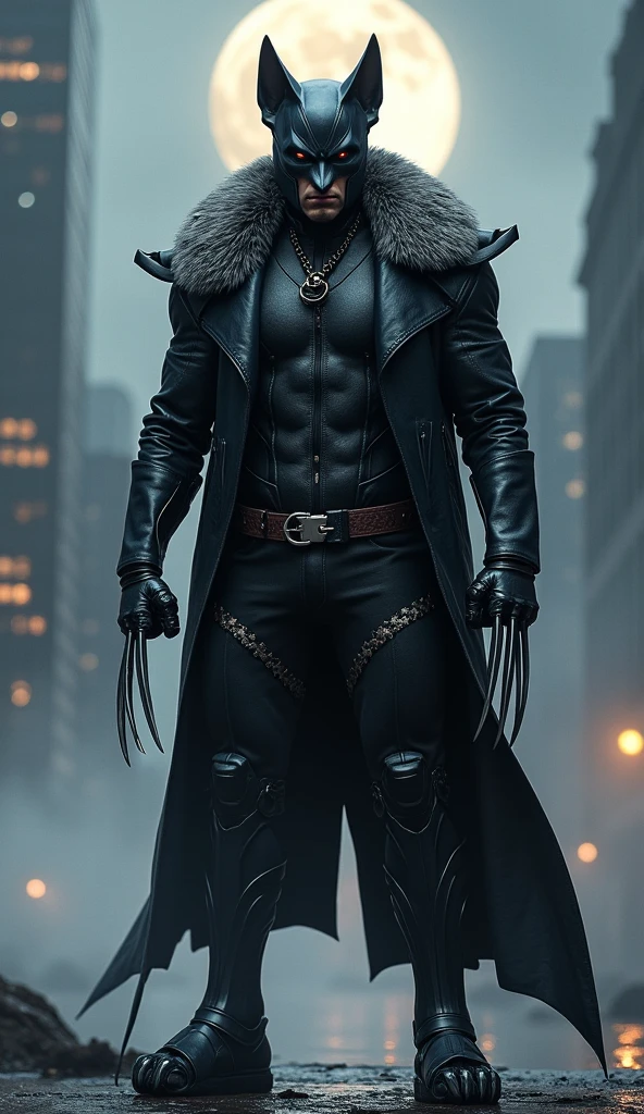 ((Best Quality)), (detailed), Perfect face, male body, perfect body, muscular, six pack, perfect abs, whole body, male face, Red eyes, White suit, black fur, shirtless, elegant, arm muscle, Usando magic de rayo, black leather pants, Look straight, royalty costume, Vampire masculino, Vampire, Rey Vampire, in the castle, lips, magic, Moonlight, midnight, flock of bats, supernatural.