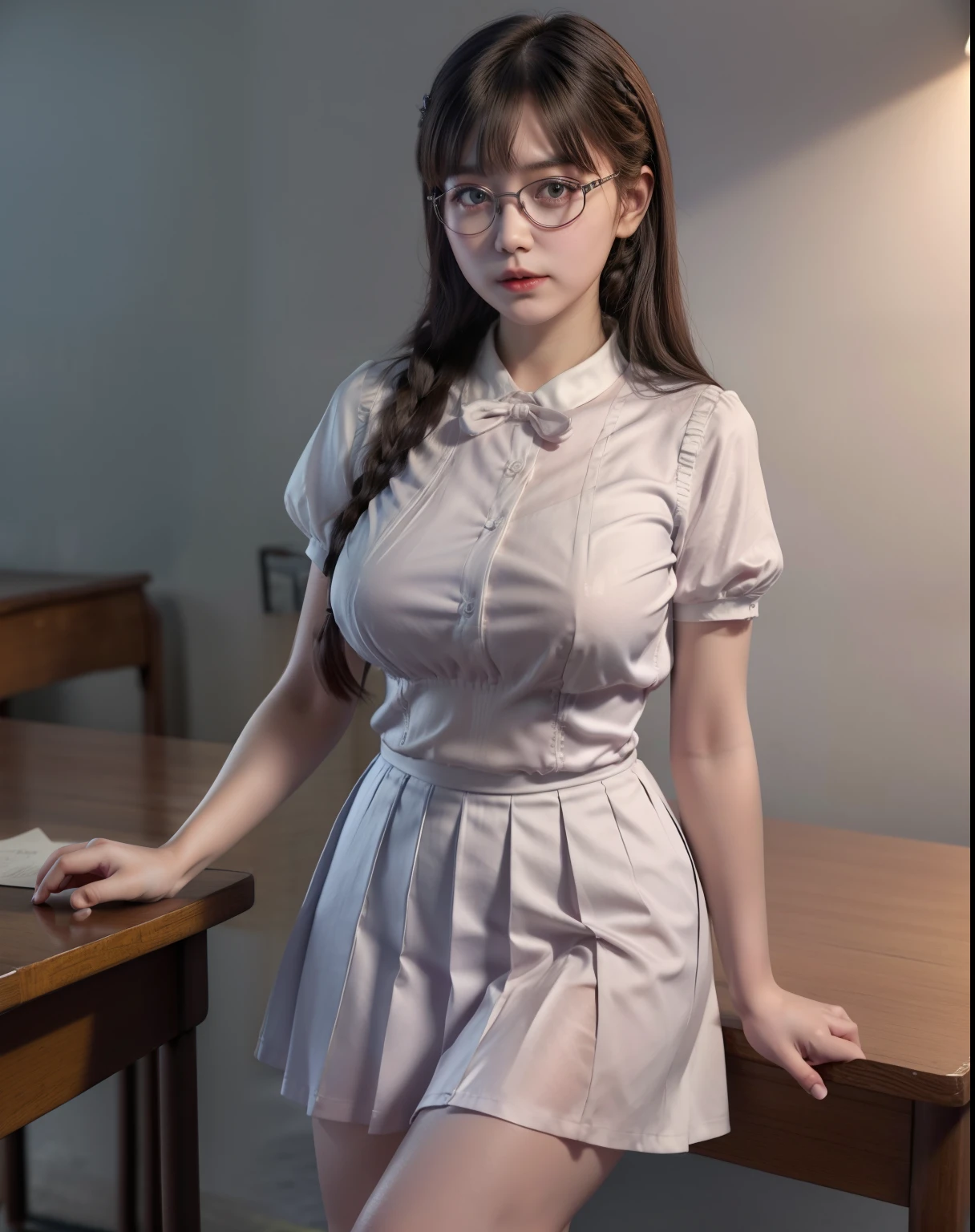 A girl uniform school staylor,  cute l old, maturbate, big breast, sexy, short dress, twin tail ,cloth opening v chested bra thin silk lace, A girl, cute l old, maturbate, big breast(huge, clegve), sexy, short dress skirt more layer, twin tail, CG Unity 8k Wallpaper, in lace petticoat thin silk wet , open v chested petticoat, The chest more exposed， detailed hair, bra purple, detail 8k, upper body, ignette transparent fabric flower, A girl, cute l old, maturbate, big breast, sexy, CG Unity 8k Wallpaper, in uniform school ignette transparent fabricthin silk wet ,open v chested petticoat, eyes realistic sizing, pleated skirt black, (((round face, blush))), ((table corner is hit her crotch)), (precise depiction of  and  explore bra , ribbon, (stylish glasses, braid) , cloth shirt vignette transparent fabric  blue flower, fishnet stockings,CG Unity 8k Wallpaper, 