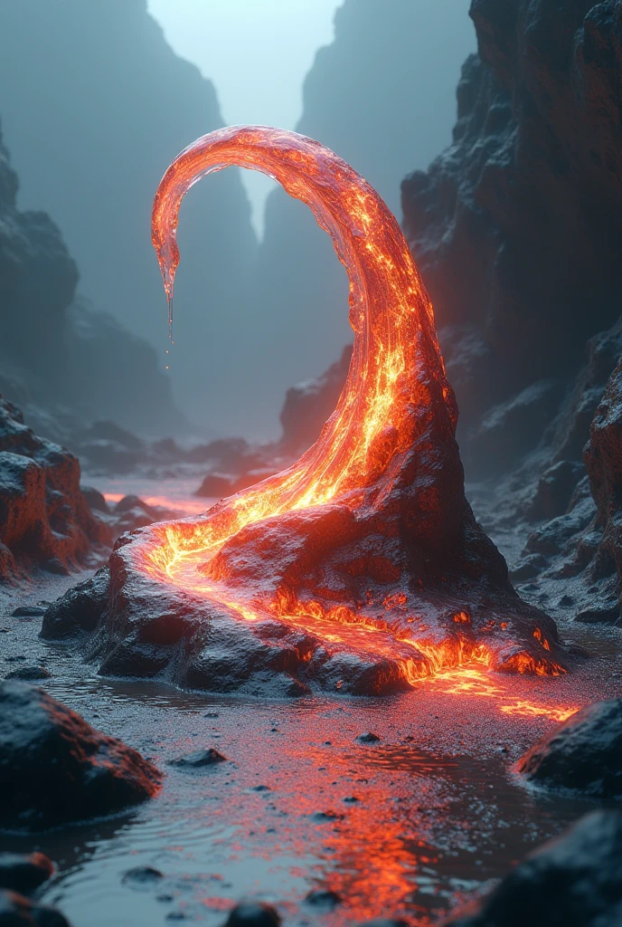 Deep in the mountains, volcanoes, lava,Embedded in an unnatural rock surface, Covered in lava, Twist Arm, Twisted body, Swirling body, Deep in the lava, Assimilate with nature, Multicolored grotesque lava,Colorful lava monsters、japanes, Whole body, Faithful reproduction of a real human being, Very realistic, High quality, 8k resolution Photorealistic masterpiece