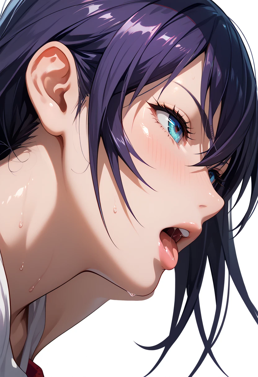   Anime Ikki Tosen、Clothing、 erect nipples exposed  ,  When you pluck her nipples ,  deepthroat,close up nipple