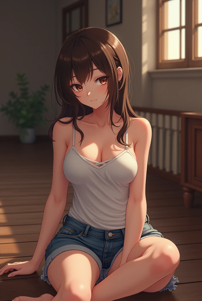 (8K、RAW Photos、top-quality、masterpiece:1.2)、(realisitic、Photorealsitic:1.37)、1人、japanes、25-years old、female pubic-hair、a room、natrual light、Photon mapping、Radio City、dark brown hair、详细的脸、Detailed lips、detailedeyes、More skin、the perfect body、Constriction、Split abs、二重まぶた、(huge-breasted:1.5)、(The shape of the pubic area is clearly visible)、wide-open legs、Perfect、shinny skin、(lyin in bed)、The crotch is wide open、sexypose、A smile、Make eye contact with the camera
Medium-breasted、Beautiful Detail Eye、(String underwear:1.1)、fullnude
