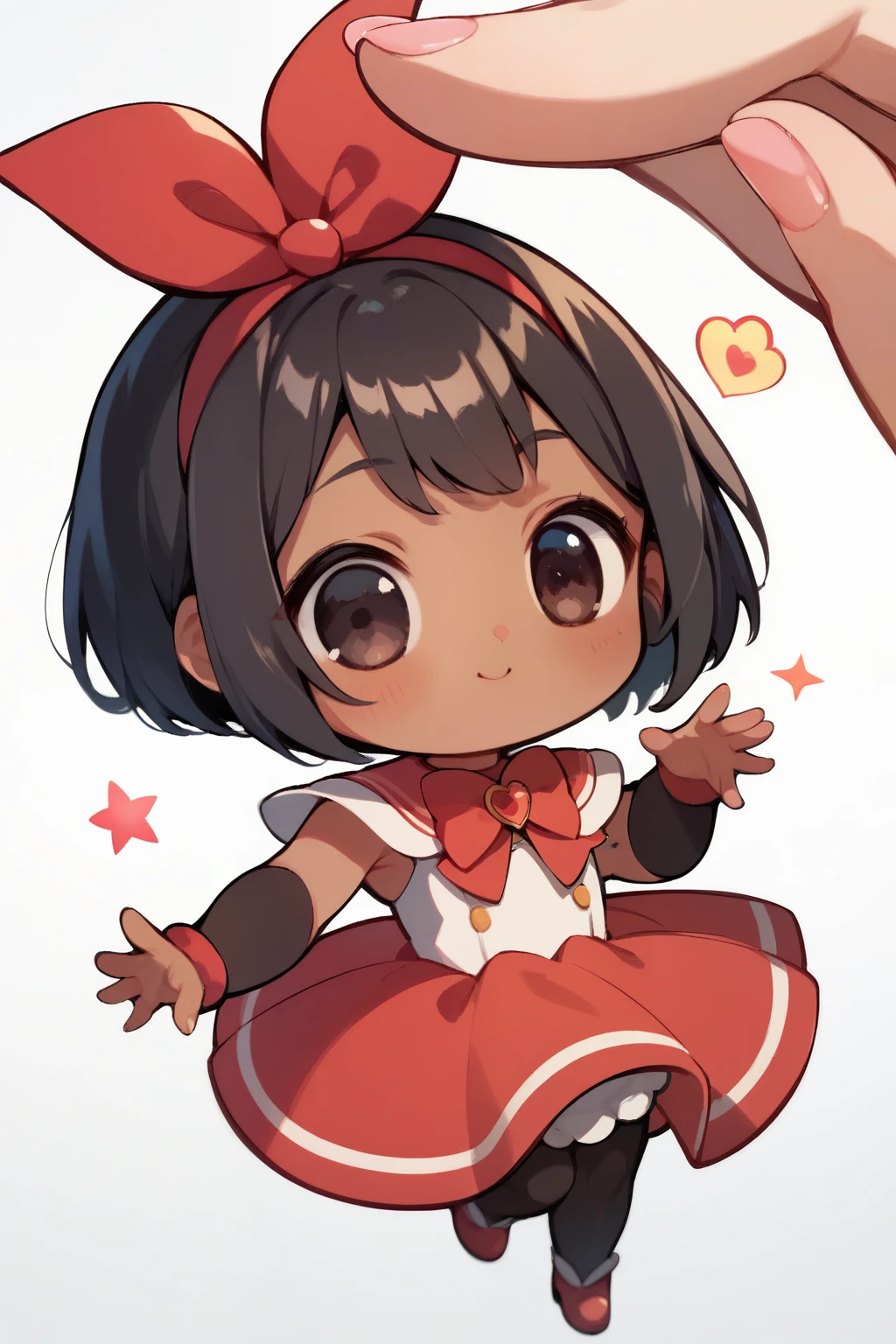 score_9,  score_8_  up,  score_7_  up,  score_6,  score_5_  up,  score_4_  upanime break，  Very young girl  ，  cute, Chibi，Tiny,  rounded to ，   Magical Girl ， Magic Rim  ，   bob cut ,    red ribbon    ,   A giant particle of heart  ，Dark Eyes，