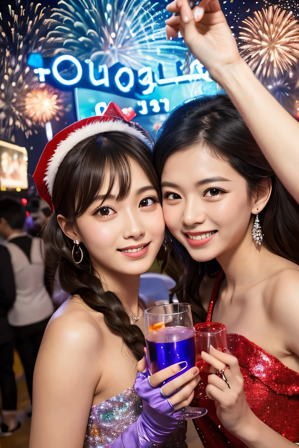 (Best-quality, Masterpiece, Ultra-High-Resolution, (Photorealistic:1.4), Raw Photo, depth of field, professional lighting, perfect anatomies, extremely details),  
(((3girls, the most popular 15-years-old Japanese-idols having fun at party))), They are all 15 years old. They all have wonderful smiles. 
(They all have extremely cute faces. ((They all have extremely cute and extremely big black-eyes.)) They all have extremely beautiful hair and extremely beautiful skins. They all have extremely beautiful bodies.) They are all wearing gorgeous-evening-dress with gorgeous-design.